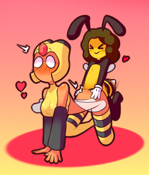 ambiguous_penetration arthropod bee blush bottomless clothed clothing danny_the_bee_(byte_422) female from_behind_(disambiguation) heart insects lin_(nekuzx) male nekuzx nintendo penetration pokémon_(species) pokemon sex straight vespiquen video_games