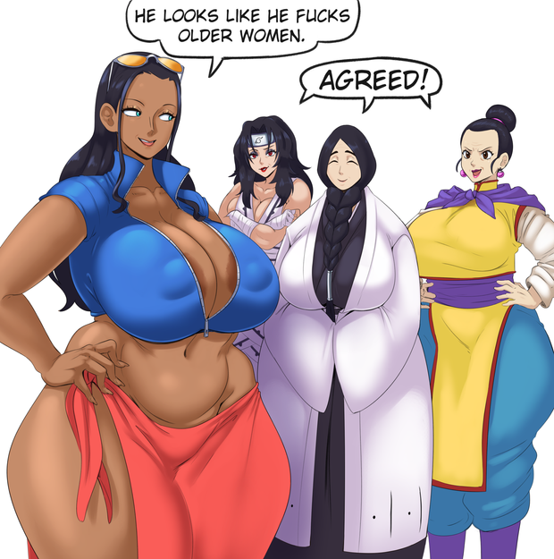 4girls ass big_ass big_breasts big_butt black_hair bleach bleach:_the_thousand-year_blood_war breasts breasts_bigger_than_head bubble_ass chichi company_connection crossover dark-skinned_female dark_skin dragon_ball dragon_ball_z female female_focus female_only he_looks_like_he_fucks_older_women huge_breasts kurenai_yuhi large_ass large_breasts light-skinned_female light_skin long_hair meme milf mother multiple_girls naruto naruto_(series) naruto_shippuden nico_robin one_piece pale-skinned_female pale_skin pierrot_(company) sarong shounen_jump shueisha sunglasses sunnysundown thick_thighs thighs toei_animation trait_connection unohana_retsu venus_body voluptuous weekly_shonen_jump yuuhi_kurenai