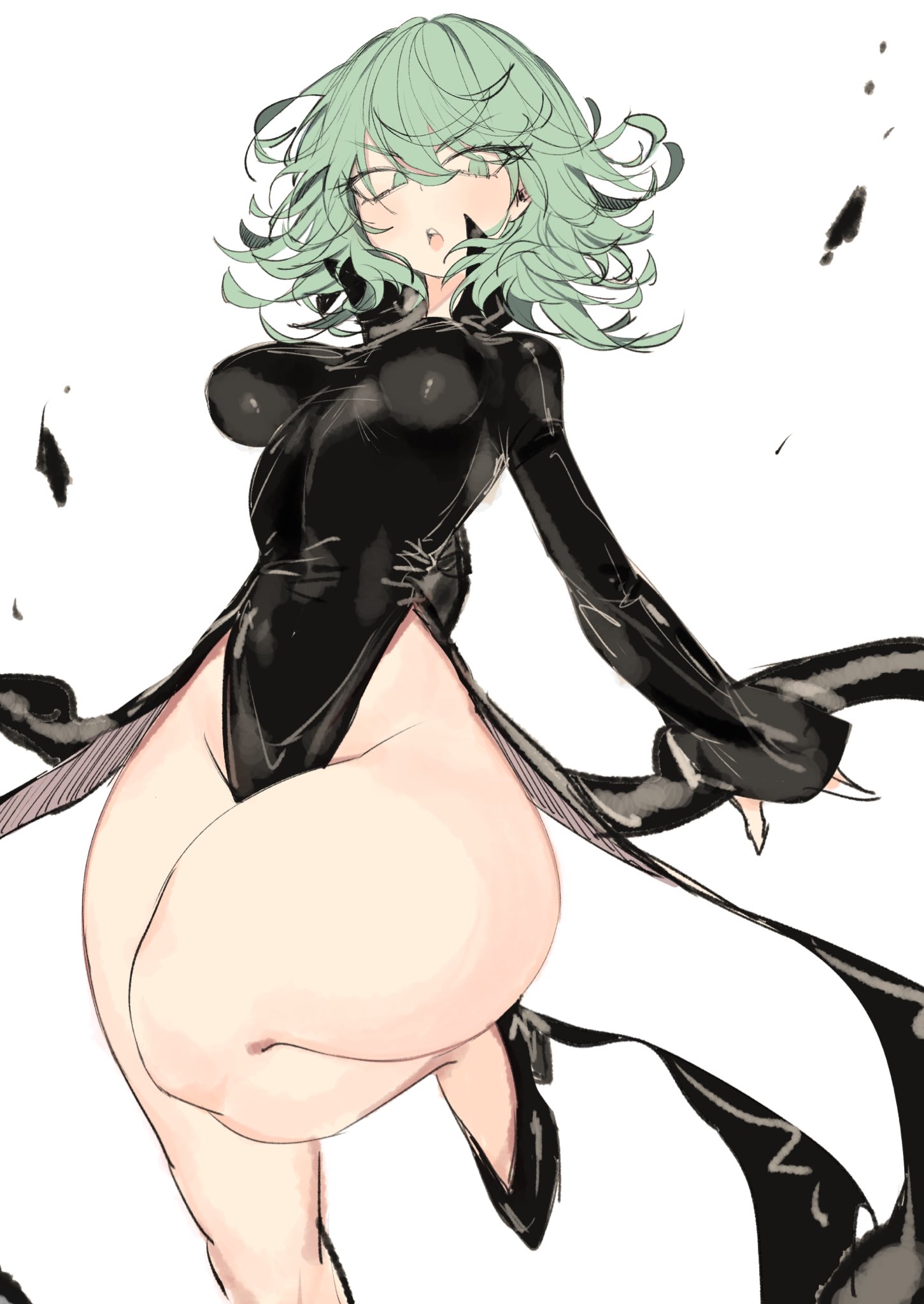1girls, bare legs, bare thighs, blush, breasts, clothed, clothing, color, female, female focus, female only, green eyes, green hair, hi res, light skin, light-skinned female, looking at viewer, one-punch man, open mouth, short hair, shounen jump, solo, solo female, superhero, superheroine, tagme, tatsumaki, thick, thick thighs, twitter, usa37107692, weekly shonen jump, wide hips
