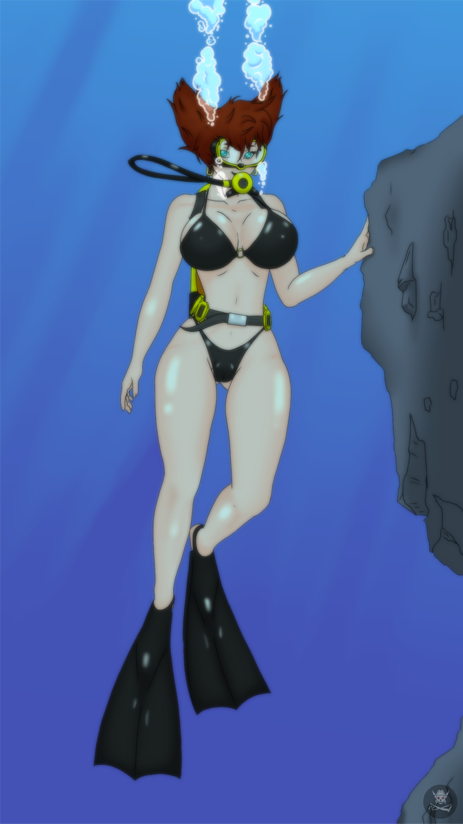 anthrokidnapper big_breasts peg_pete scuba swimsuit underwater