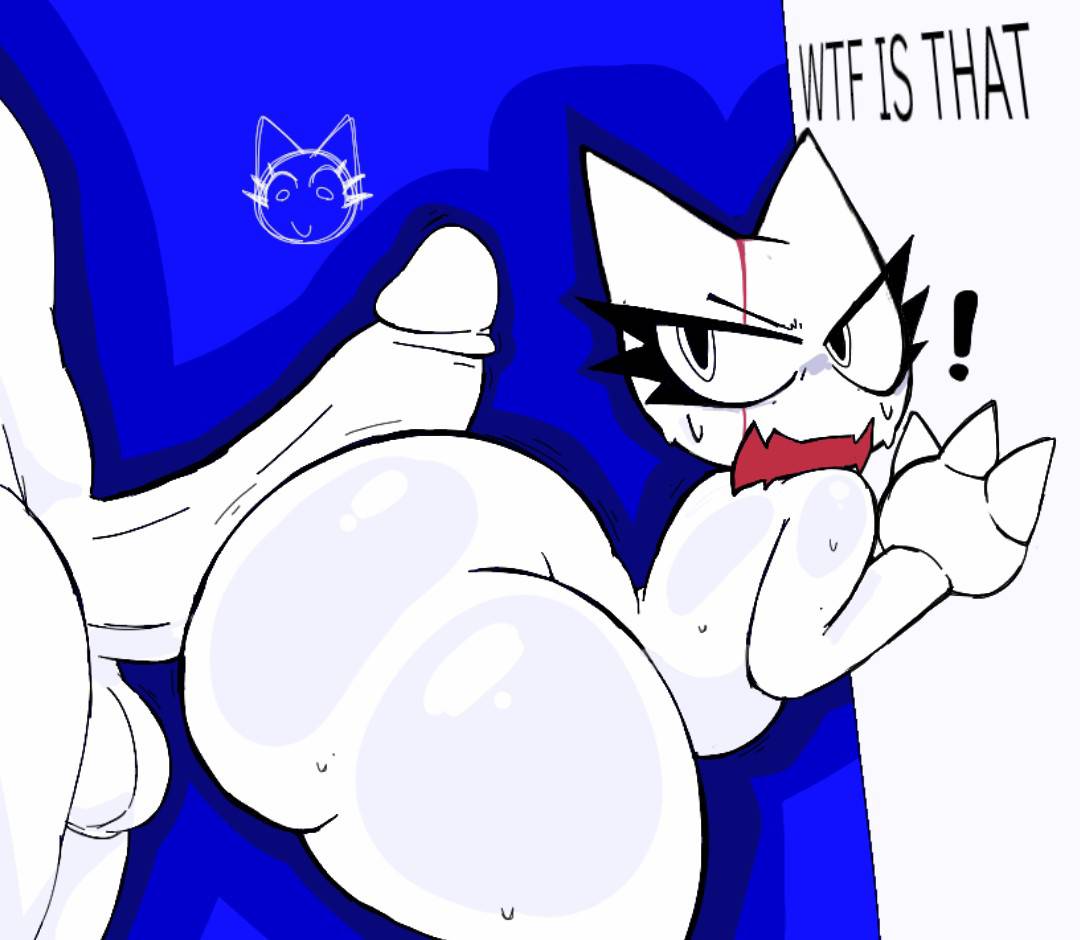 !, 1boy, 1girls, 2025, against wall, anthro, ass, ass bigger than head, assjob, balls, big ass, big butt, big penis, big thighs, blue background, bottom heavy, bubble butt, claws, duo, english text, exclamation point, eyelashes, feline, female, femtanyl, flat chest, flat chested, furry, guhg kemon, huge ass, huge cock, huge thighs, imminent rape, inminent sex, long penis, looking at another, male, male on anthro, male/female, nude, nude female, nude male, open mouth, penis, questionable consent, shiny skin, shortstack, side view, simple background, simple coloring, simple shading, surprised, sweat, sweatdrop, sweating, sweaty, sweaty ass, sweaty body, text, thick thighs, thighs, token (femtanyl), white body, white hair, white skin