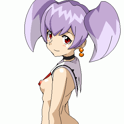 00s 1girls breasts diebuster female gainax gunbuster human light-skinned_female light_skin looking_at_viewer nipples nude purple_hair red_eyes short_hair small_breasts solo tycho_science white_background