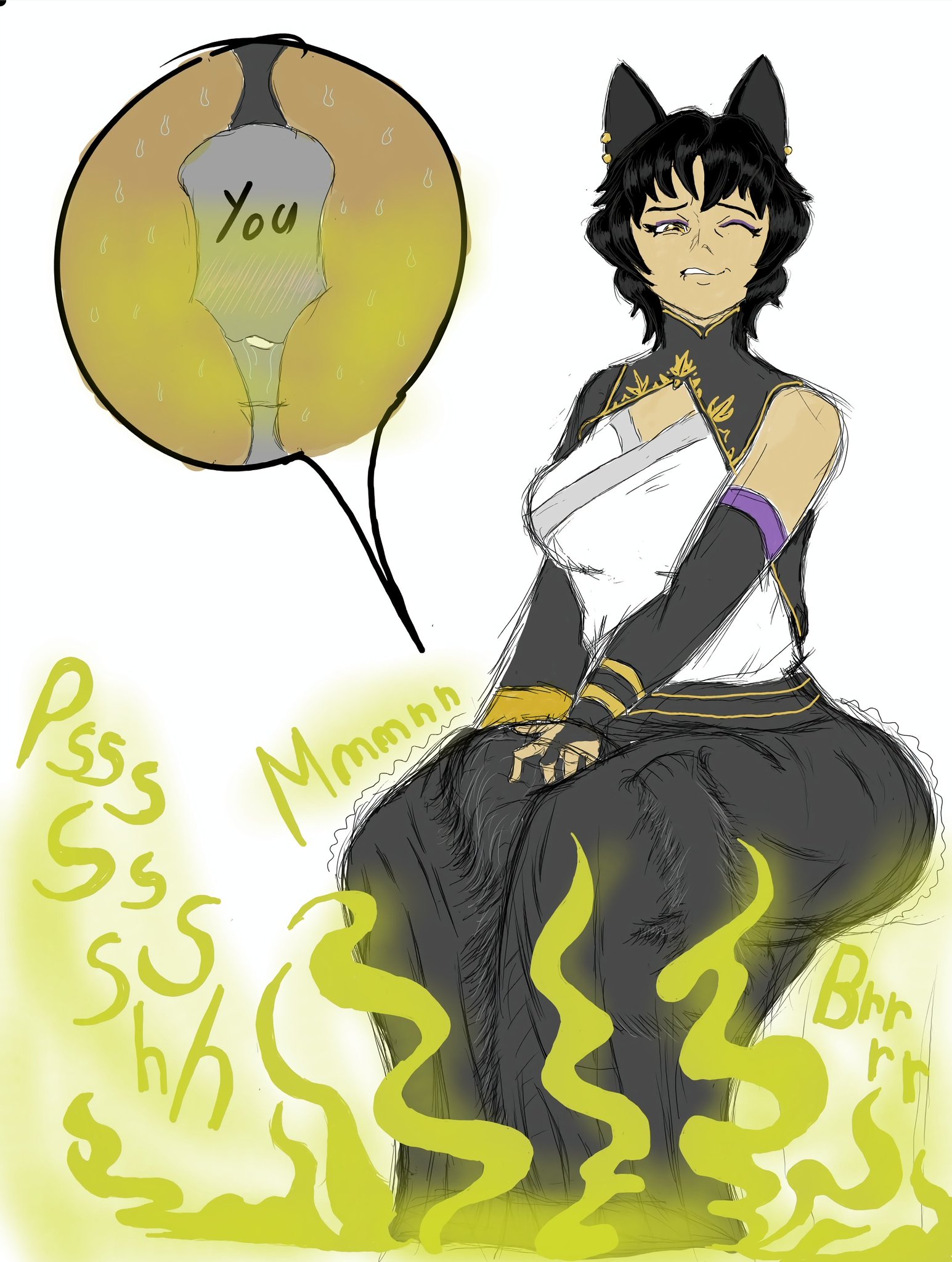 anon, anonymous character, ass on face, big ass, big butt, blush, cat girl, dominant, dominant female, domination, dutch oven, enjoying, enjoying farting, enjoying farts, face fart, face farting, face in ass, facefart, facefarting, facesitting, fart, fart cloud, fart fetish, fart in face, fart torture, farting, farting in face, farting on another, farting on face, fat ass, fat butt, female, femdom, fully clothed, huge ass, huge butt, kali belladonna, nightmaresfd, rwby, simple background, sitting on another, sitting on face, sitting on person, stronger female, suffocating, suffocation, sweat, sweatdrop, sweating, sweaty ass, sweaty body, sweaty butt, trapped, trapped in butt, trapped in clothing, unable to escape, unable to move, wink
