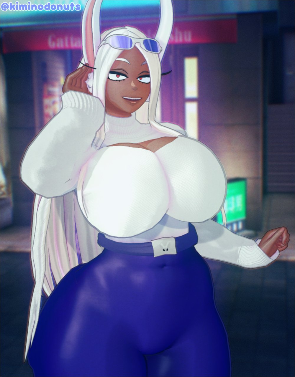 1girls, 3d, big breasts, breasts, breasts bigger than head, bunny ears, bunny girl, female, huge breasts, kiminodonuts, mirko, miruko, my hero academia, rumi usagiyama