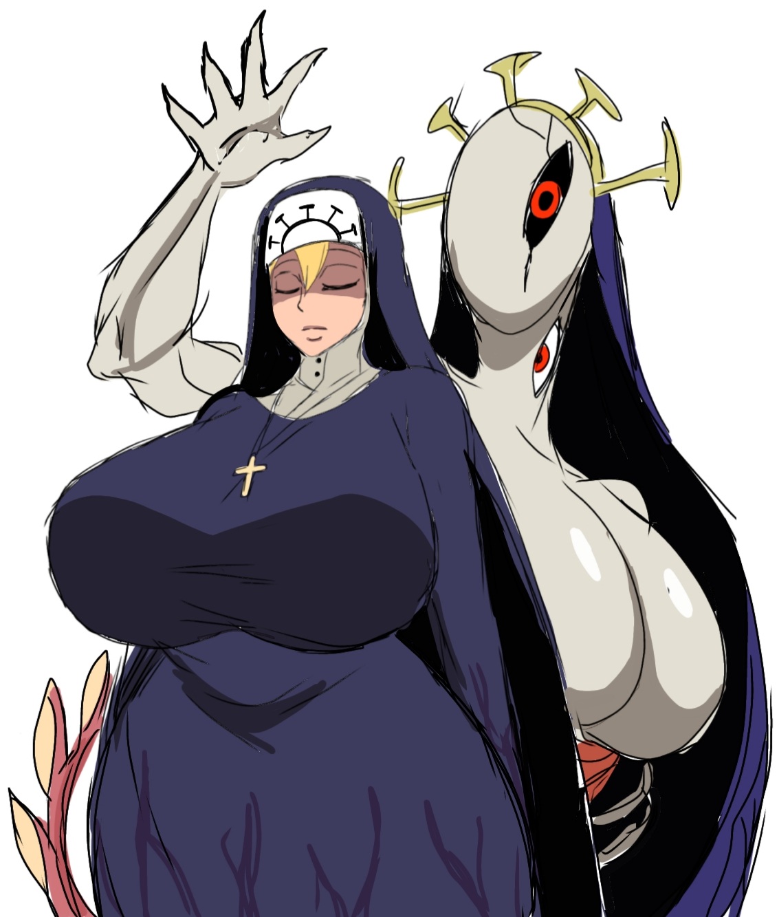 blonde female, blonde hair, double (skullgirls), female, female only, momiji (artist), skullgirls, tagme
