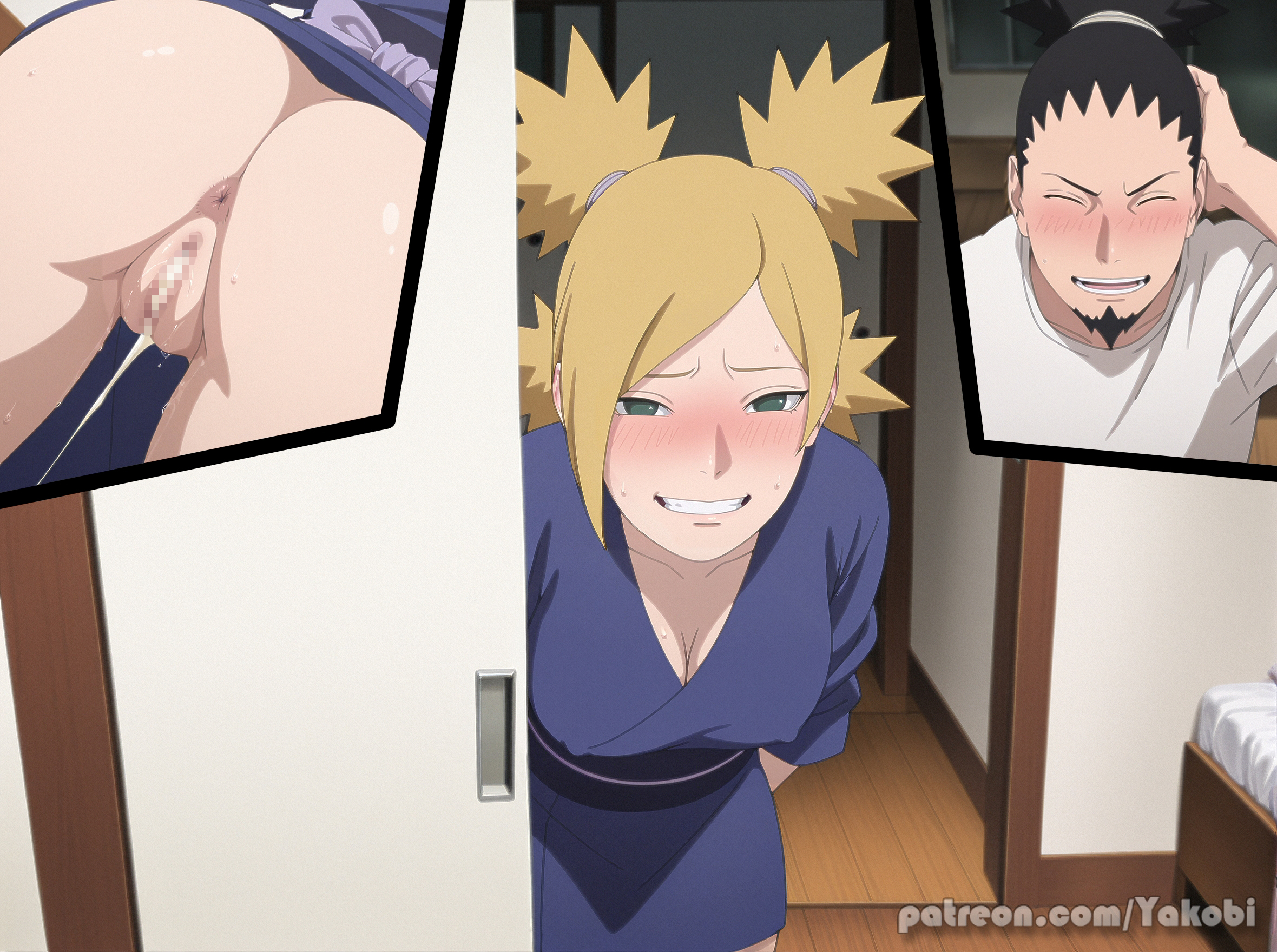 1girls, after sex, after vaginal, ai generated, ass focus, blush, boruto: naruto next generations, bottomless, cheating, cheating wife, close-up, cuckold, cum, cum in pussy, cum inside, drunk, drunk male, female, female focus, grin, hiding, hiding pussy, high resolution, husband and wife, indoors, kimono, living room, male, mature female, milf, nara shikamaru, naruto, naruto (series), nervous, nervous smile, netorare, no panties, ntr, pussy, quad tails, smile, sweat, temari, twintails, waking up, walk-in, watermark, yakobi