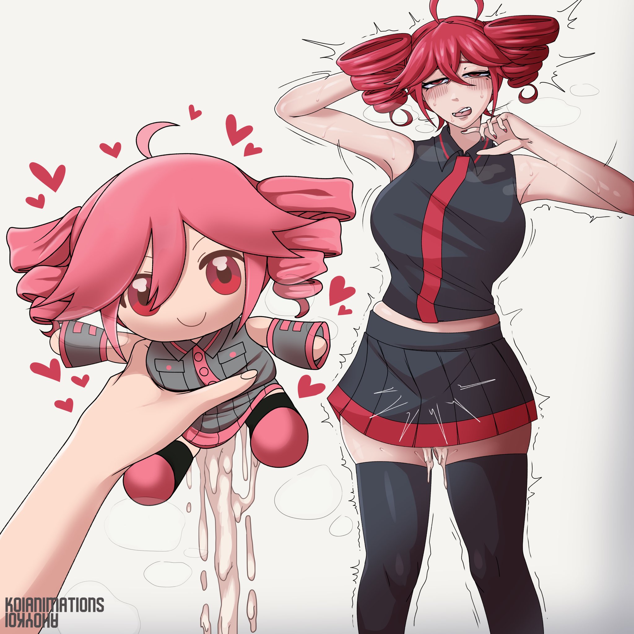 1boy, 1girls, 2025, 2d, 2d (artwork), after sex, ahoge, ahoykoi, armpits, arms behind head, arms up, bent knees, big breasts, big thighs, blush, blush lines, breasts, chubby, chubby female, cum, cum drip, cum dripping, cum dripping out of pussy, cum in plushie, cum inside, cum leaking out of pussy, curvaceous, curvy, curvy female, curvy figure, excessive cum, exposed belly, fatass teto, fatass teto plush, female, heart, hearts around body, hearts around head, huge breasts, huge thighs, inanimate object, kasane teto, koianimations, large breasts, large thighs, looking pleasured, love handles, male, miniskirt, motion lines, nail polish, open mouth, orgasm, orgasm face, painted nails, plushie, plushophilia, pussy, red eyes, red hair, shared senses, shiny skin, shirt lift, simple background, skindentation, skirt, smile, sparkle doll meme, straight, sweat, sweating, thick thighs, thighhighs, thighs, torogao, tremble spikes, trembling, twin drills, utau, voluptuous, voluptuous female, voodoo, voodoo doll, voodoo sex, white background, wide hips