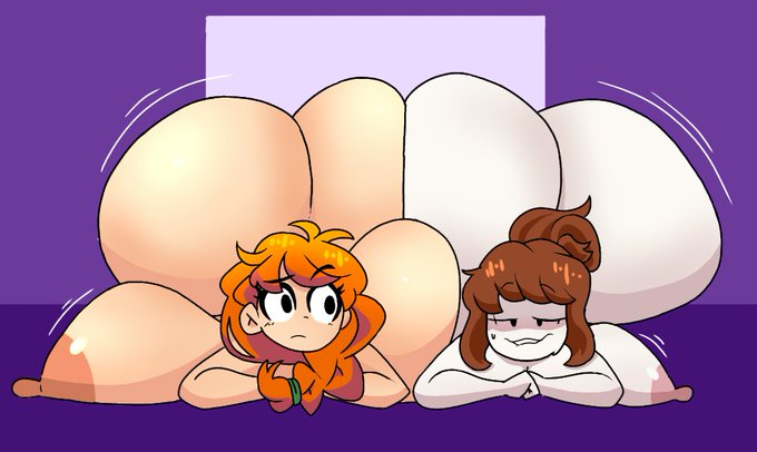 2025, 2girls, acorn hair, alex (minecraft), areolae, ass, barefoot, big ass, big breasts, breasts, brown hair, completely nude, completely nude female, crossover, duo, duo female, female, female only, floor, full body, grey body, grey skin, hair bun, larger female, long hair, looking at viewer, looking back, lying on stomach, minecraft, motion lines, naked, naked female, nipples, nude, nude female, orange hair, pale skin, pale-skinned female, roblox, roblox avatar, robloxian, skaler2, smile, smile at viewer, thick ass, thick thighs, thighs, white hair