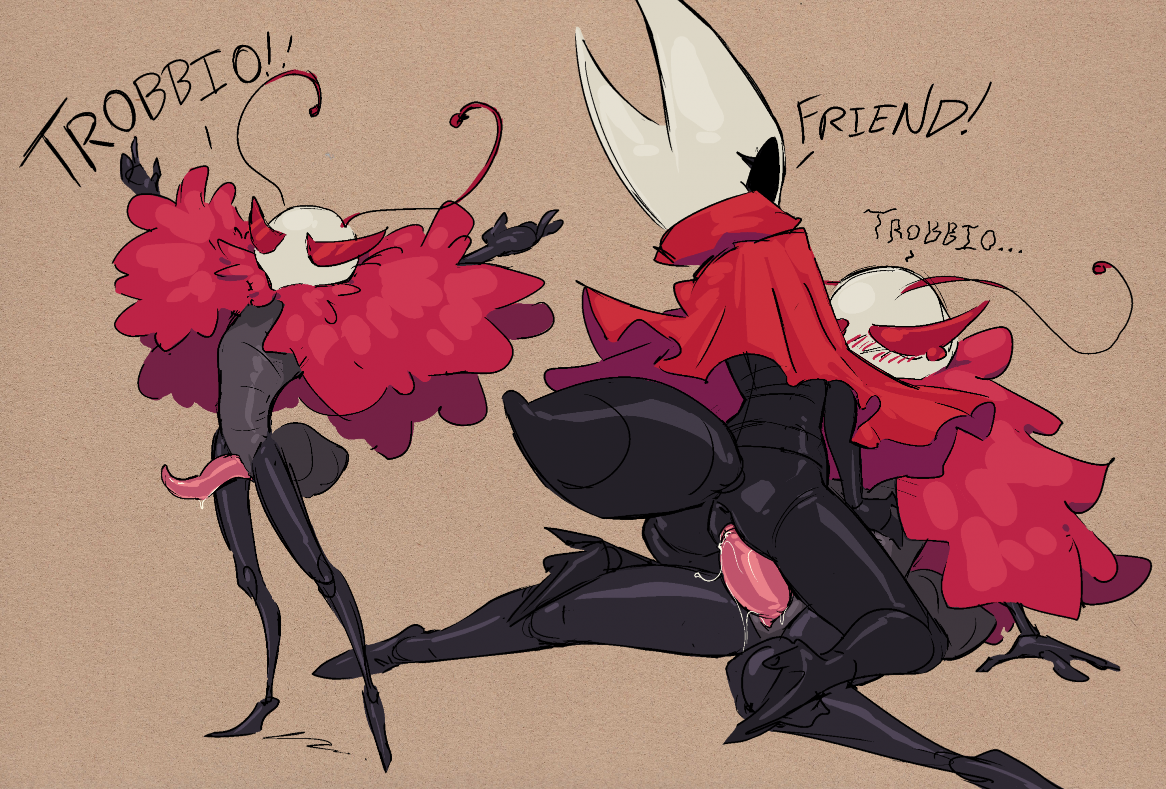 1boy, 1girls, anthro, anthro on anthro, anthro only, bug, bug girl, female, hollow knight, hollow knight: silksong, hornet (hollow knight), interspecies, male, silksong, trobbio (hollow knight), vonepitaph