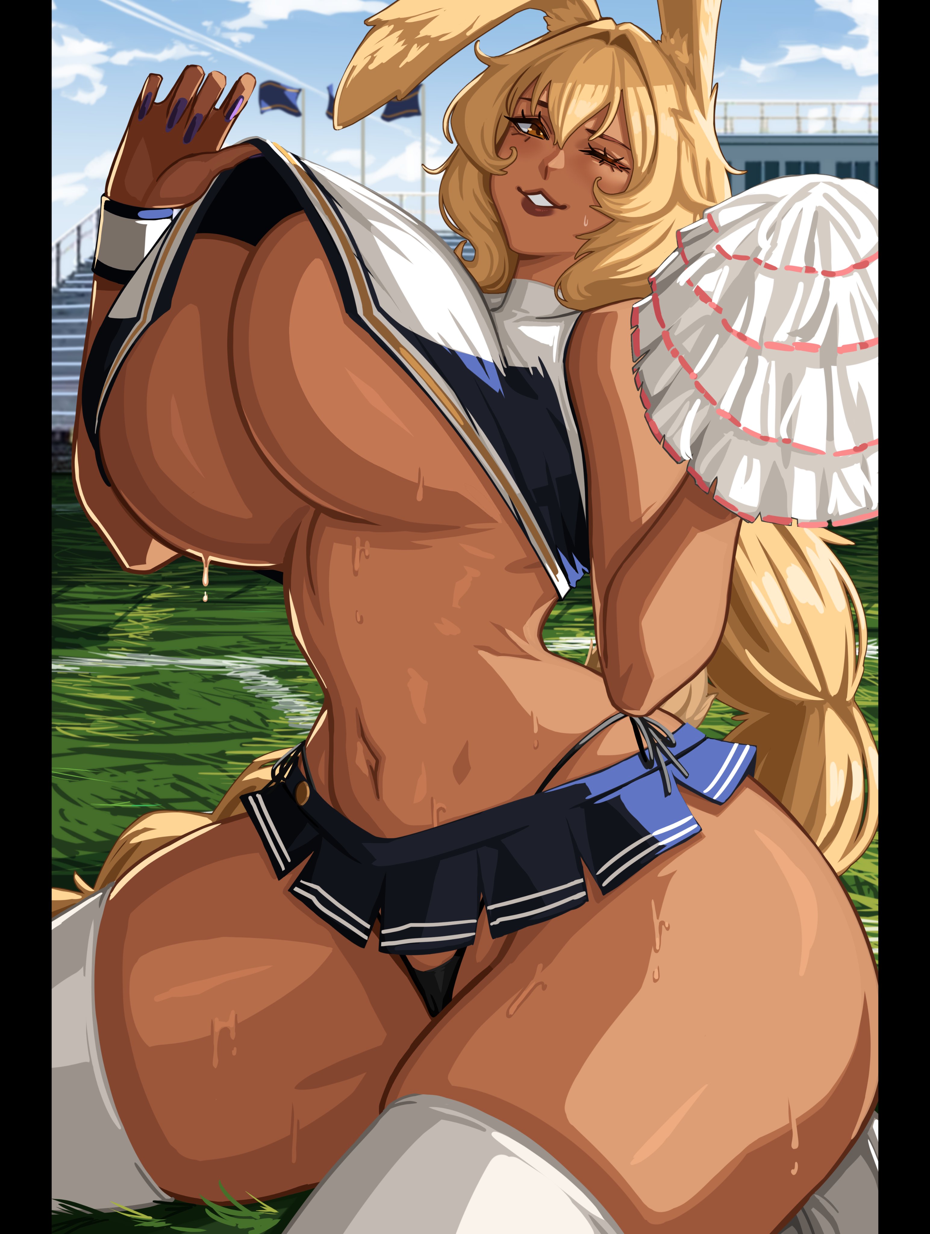 1girls, alecto 0, breasts, character request, copyright request, female, female focus, female only, large breasts, short skirt, skirt, solo, thick thighs, thighhighs, thighs, wide hips