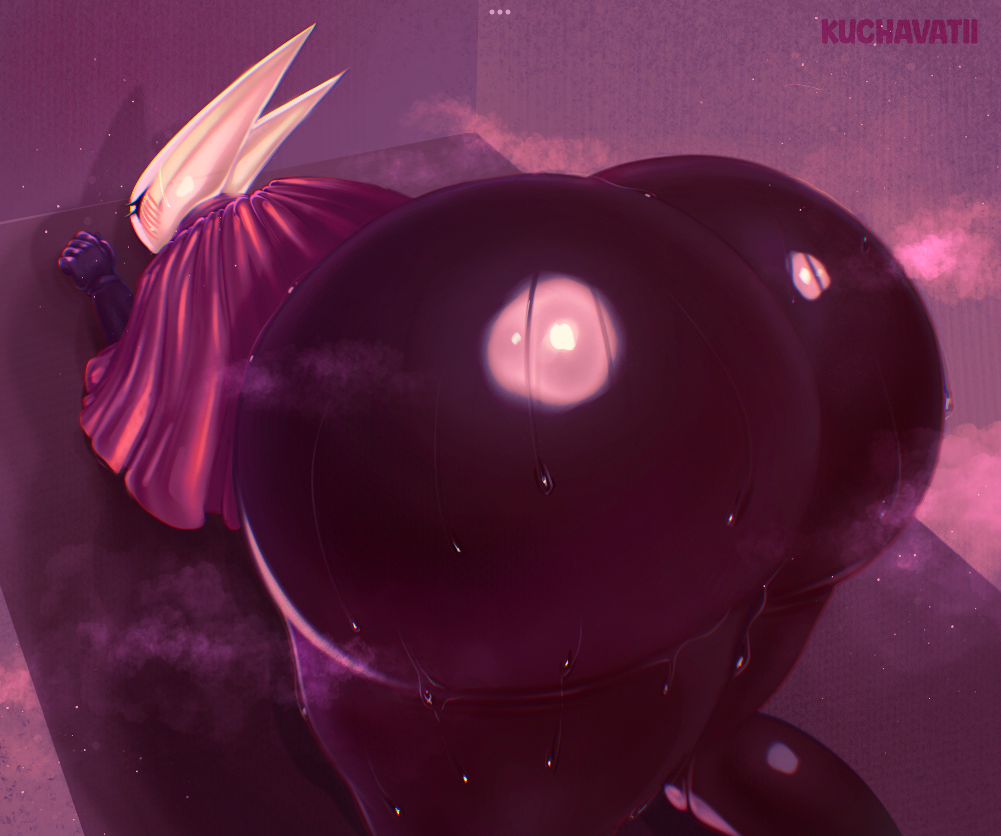 1girls, 2 horns, 2d, alternate body type, alternate breast size, arthropod, artist name, big ass, big breasts, big butt, black body, black skin, breasts, bubble ass, bubble butt, bug, bug girl, female, female only, hollow knight, hollow knight: silksong, hornet (hollow knight), kuchavatti, large ass, large breasts, large butt, silksong, team cherry