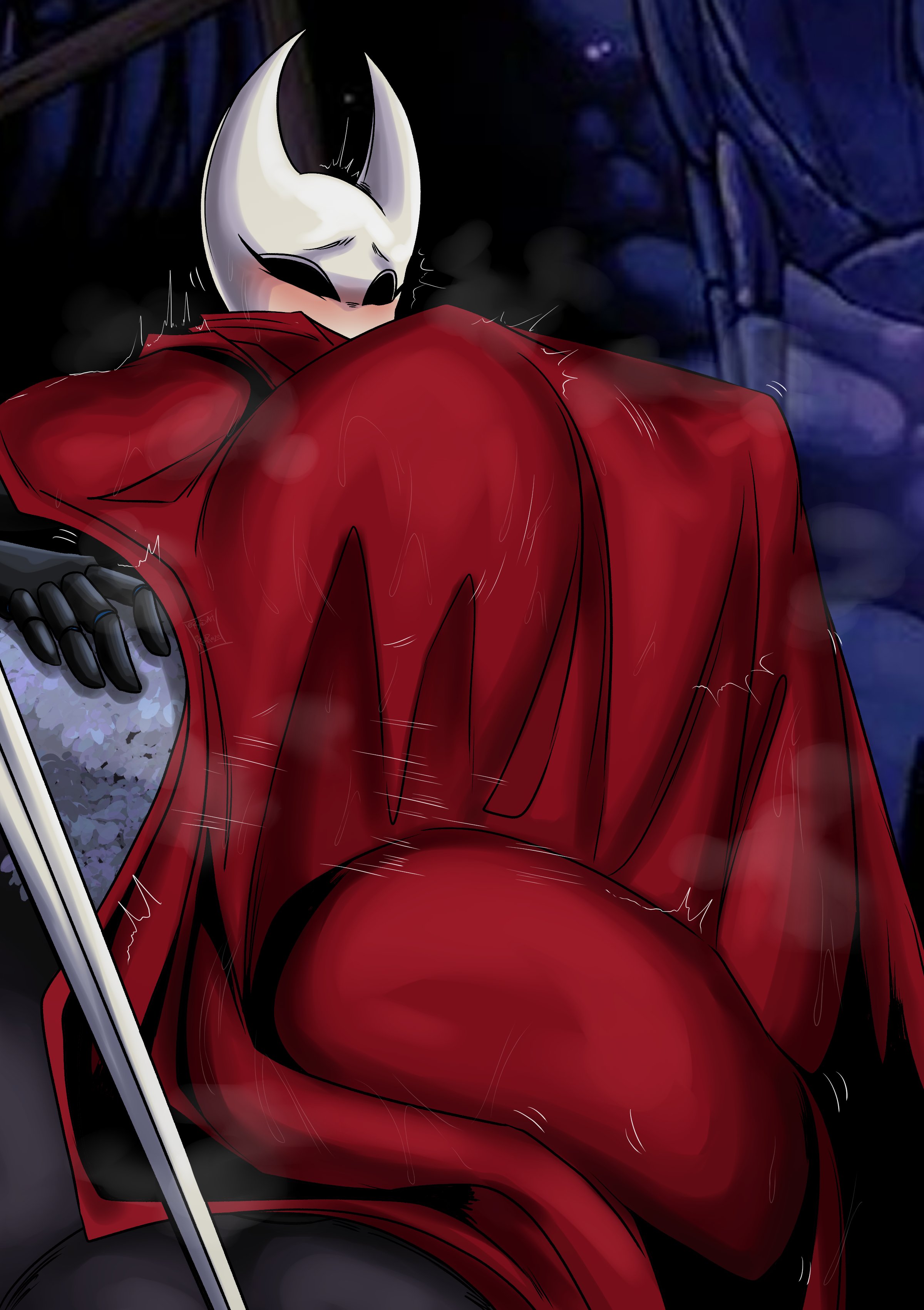 1boy, 1girls, 2d, anus, areola, ass, big areola, big ass, big breasts, big nipples, big penis, big thighs, bigger female, black body, breasts, bubble butt, busty, cloak, fat ass, female, gigantic ass, gigantic breasts, gigantic penis, gigantic thighs, half siblings, hollow knight, hornet (hollow knight), huge areola, huge ass, huge breasts, huge cock, huge nipples, huge thighs, incest, incest (lore), incestuous, incestuous (lore), large ass, large breasts, larger female, male, mask, massive ass, massive breasts, nipples, nude, nude female, penetration, penis, penis in pussy, protagonist (hollow knight), pussy, restrained, ryosuart, sex, shorter male, siblings, size difference, smaller male, straight, the knight (hollow knight), thick ass, thick thighs, thunder thighs, wide hips