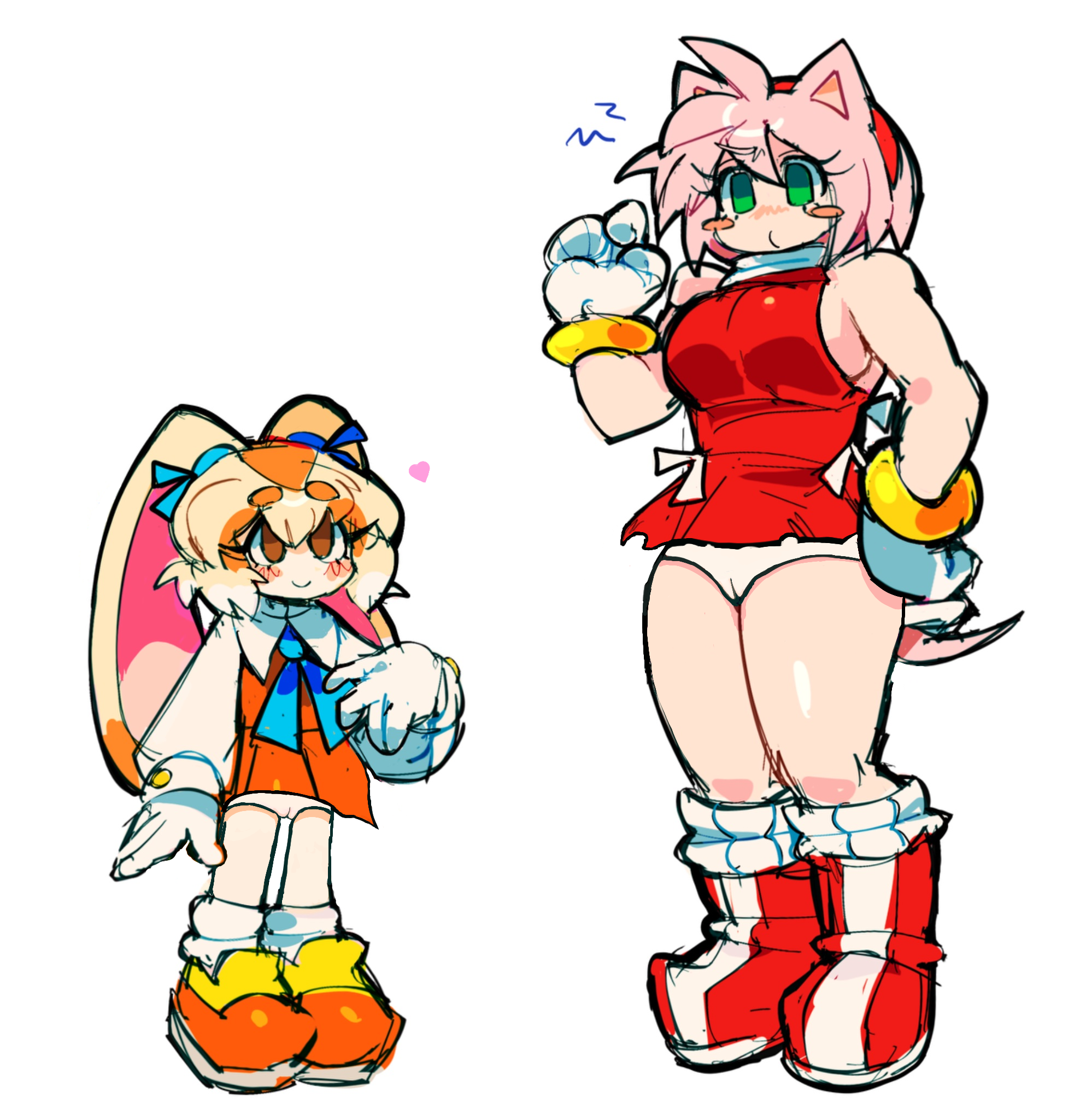 amy rose, artist request, cream the rabbit, cute, duo, duo female, female, furry female, panties, sonic (series), sonic the hedgehog (series)