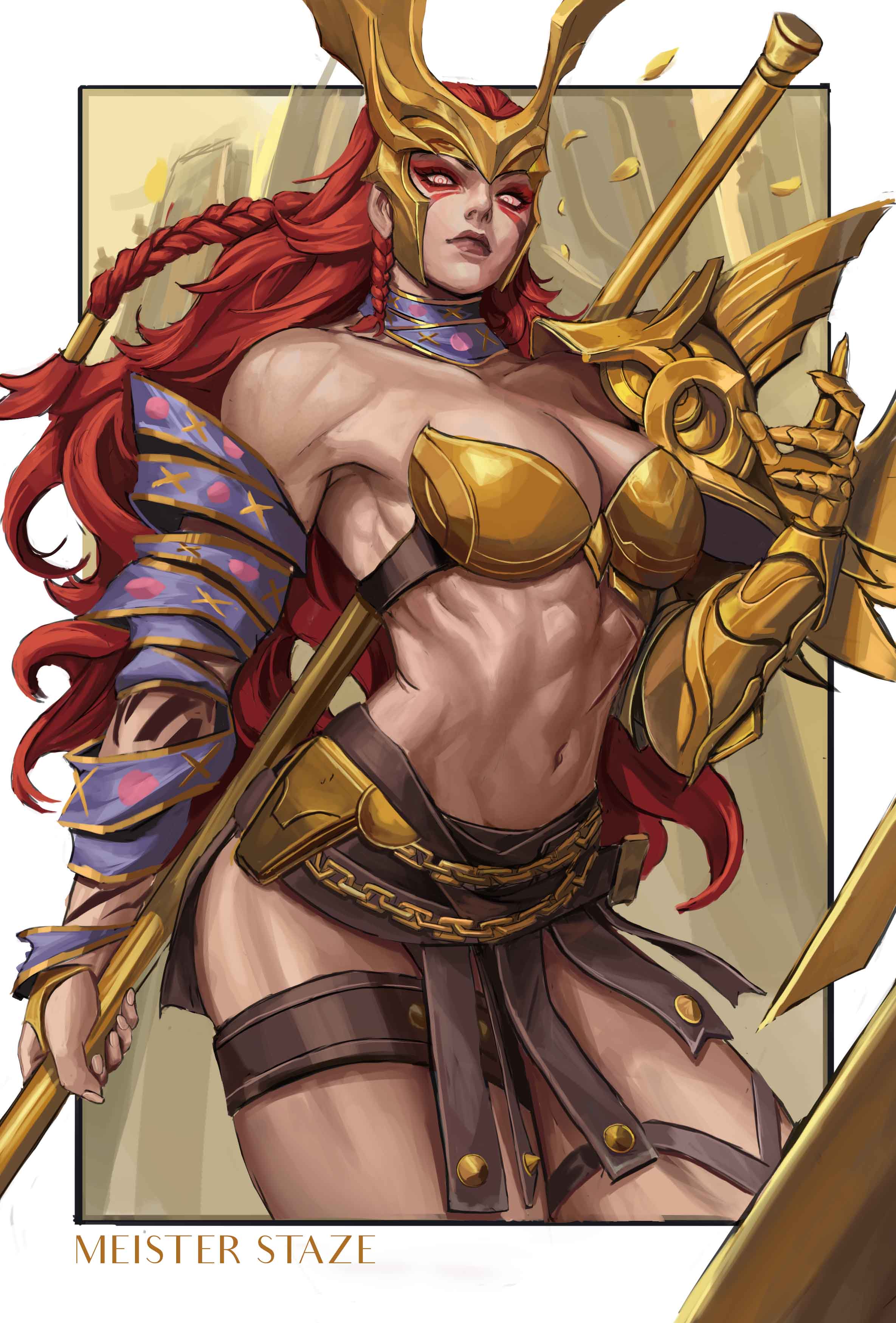 1girls, abs, angela (aldrif odinsdottir), big breasts, breasts, cleavage, dominant female, female, female only, femdom, marvel, marvel comics, marvel rivals, meister staze, muscular, muscular female, red hair, solo, thick thighs, thor (series), voluptuous