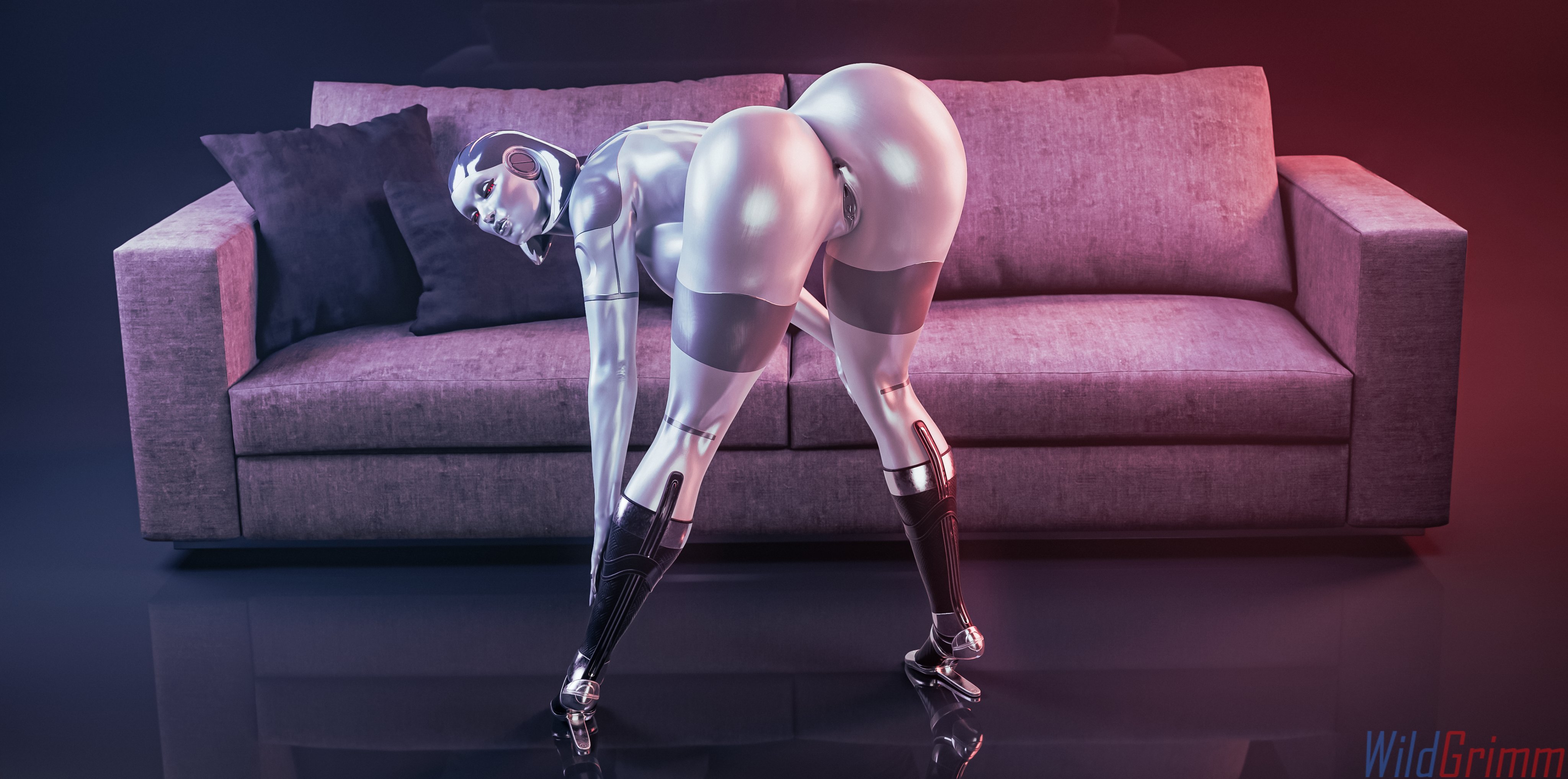1girls, 3d, 3d (artwork), bent over, bioware, edi, edi (rigid3d), female, female focus, female only, looking at viewer, looking back, looking back at viewer, mass effect, watermark, wildgrimm