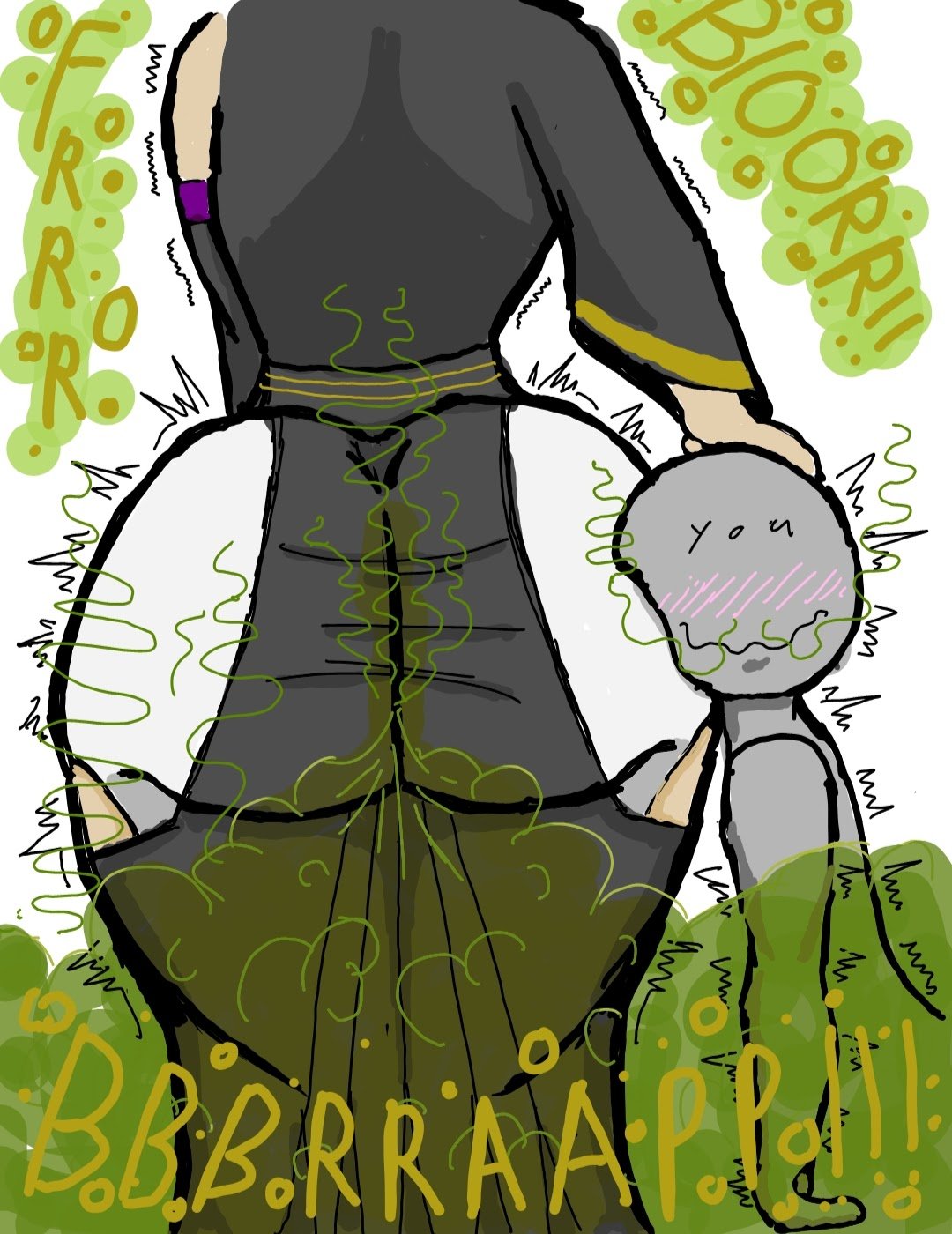 about to fart, anon, anonymous character, big ass, big butt, blush, brap, cat girl, clothed, enjoying farts, face on ass, fart, fart cloud, fart fetish, fart sniffing, farting, female, huge ass, huge butt, huge fart, kali belladonna, nightmaresfd, pleasure face, pleasured, rwby, simple background, sniffing, sniffing farts, taller female, underwear