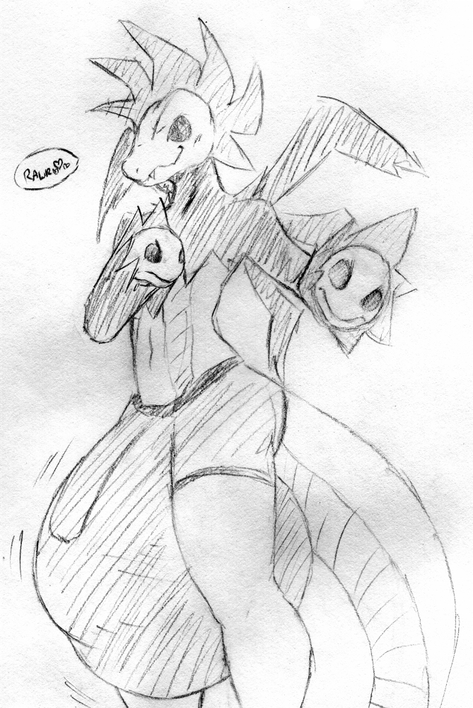 2015 balls big_balls big_penis bulge hydreigon hyper looking_at_viewer male male_only monochrome navel nintendo penis pokémon_(species) pokemon pokemon_(species) pumpkybutt solo traditional_media_(artwork) video_games