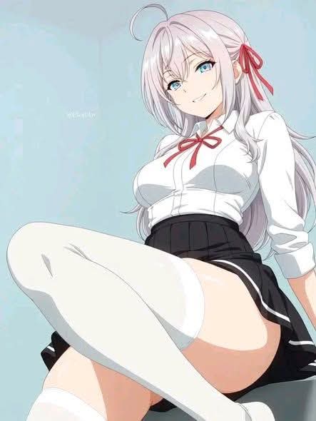 1girls, alisa mikhailovna kujou, skirt, source request, stockings thigh highs, thighs, tokidoki bosotto russian de dereru tonari no alya-san