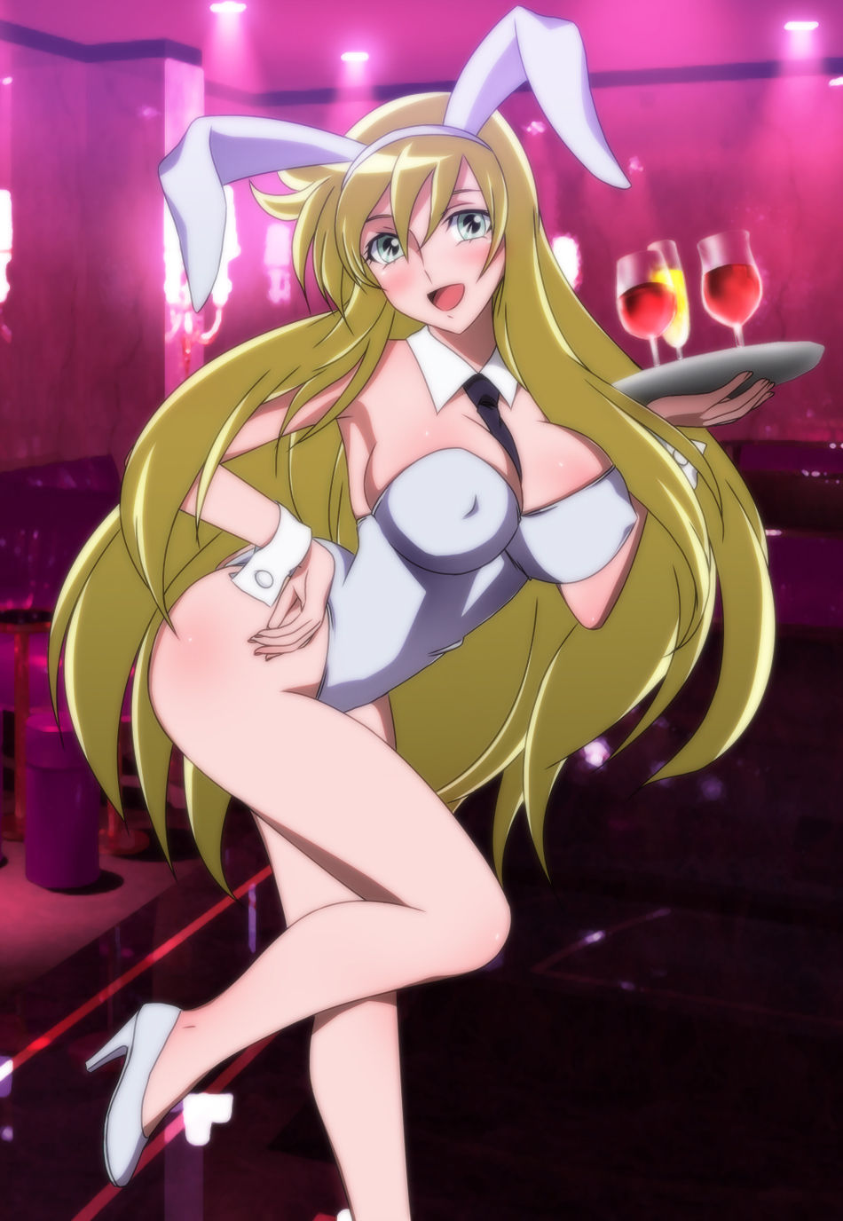 1girls blonde_hair blush breasts bunny_ears bunnysuit busty erect_nipples female female_only green_eyes hips huge_breasts human large_breasts long_hair open_mouth pale-skinned_female pale_skin peacock_pavlin saint_seiya saint_seiya_omega silver_saints smile thick_thighs voluptuous wide_hips yadokari_genpachirou