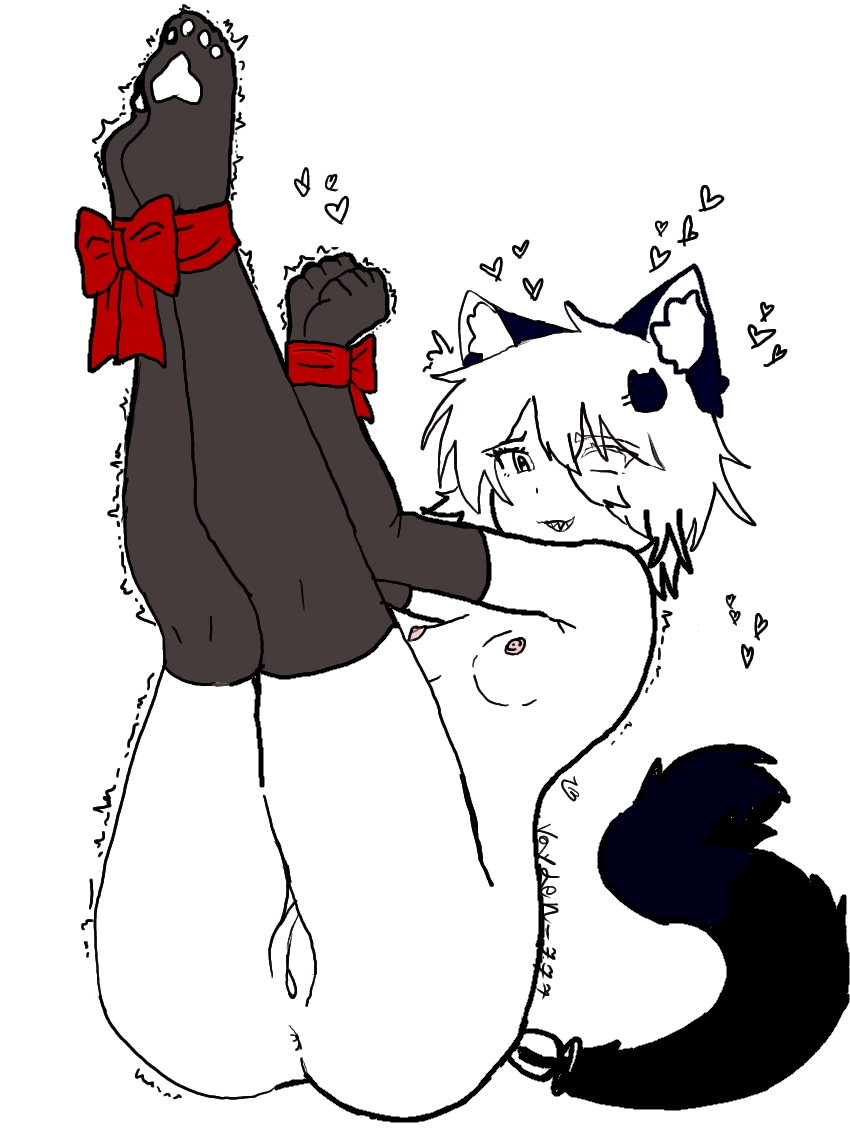 1girls, anal plug, ass, brawl stars, breasts, buttplug, cat girl, cat tail, catgirl, colette (brawl stars), female, pantyhose, presenting, pussy, small boobs, small breasts, solo, tail, uncensored, vayden 777, white background, white hair, white skin
