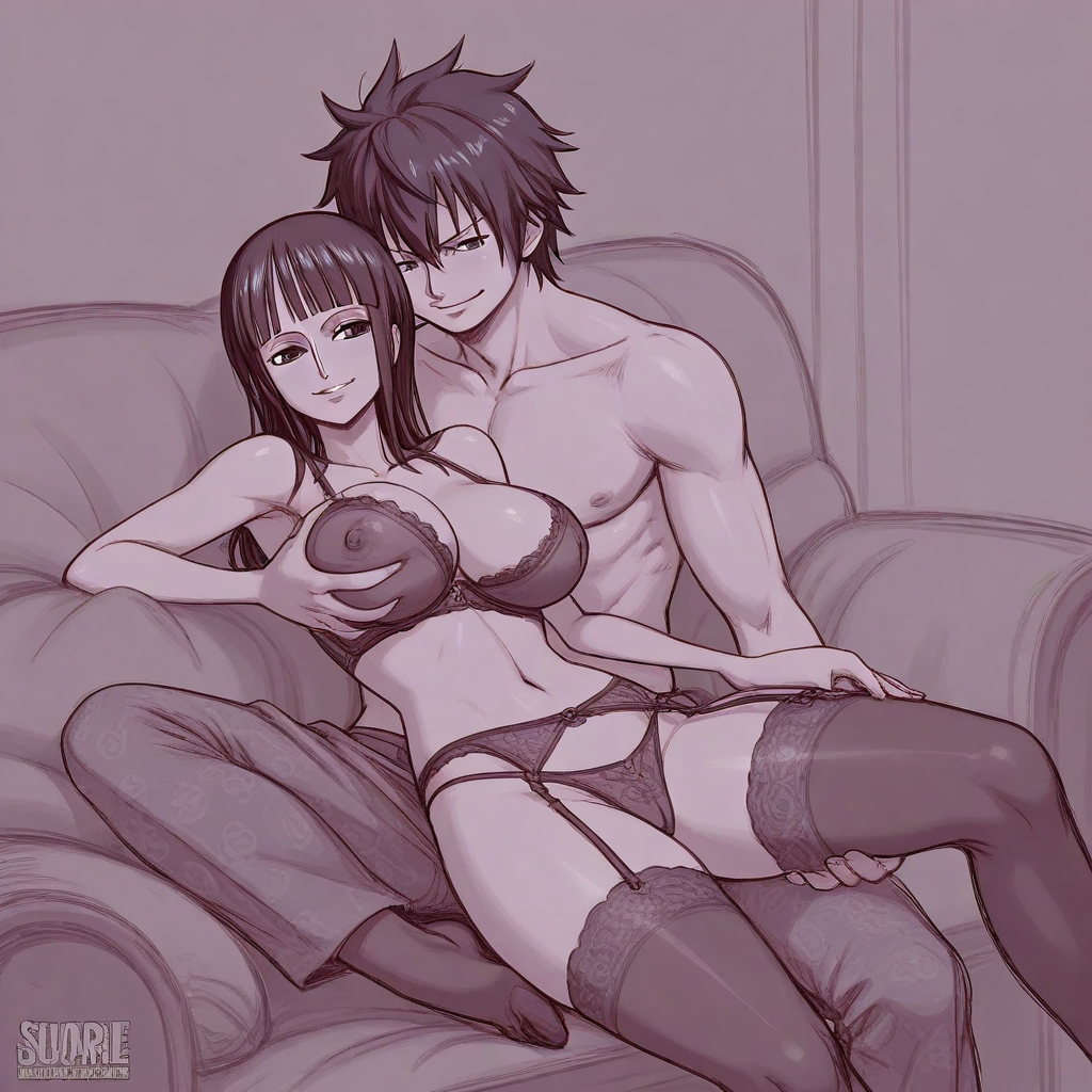 ai_generated artist_request couple crossover fairy_tail female gray_fullbuster lingerie male nico_robin one_piece