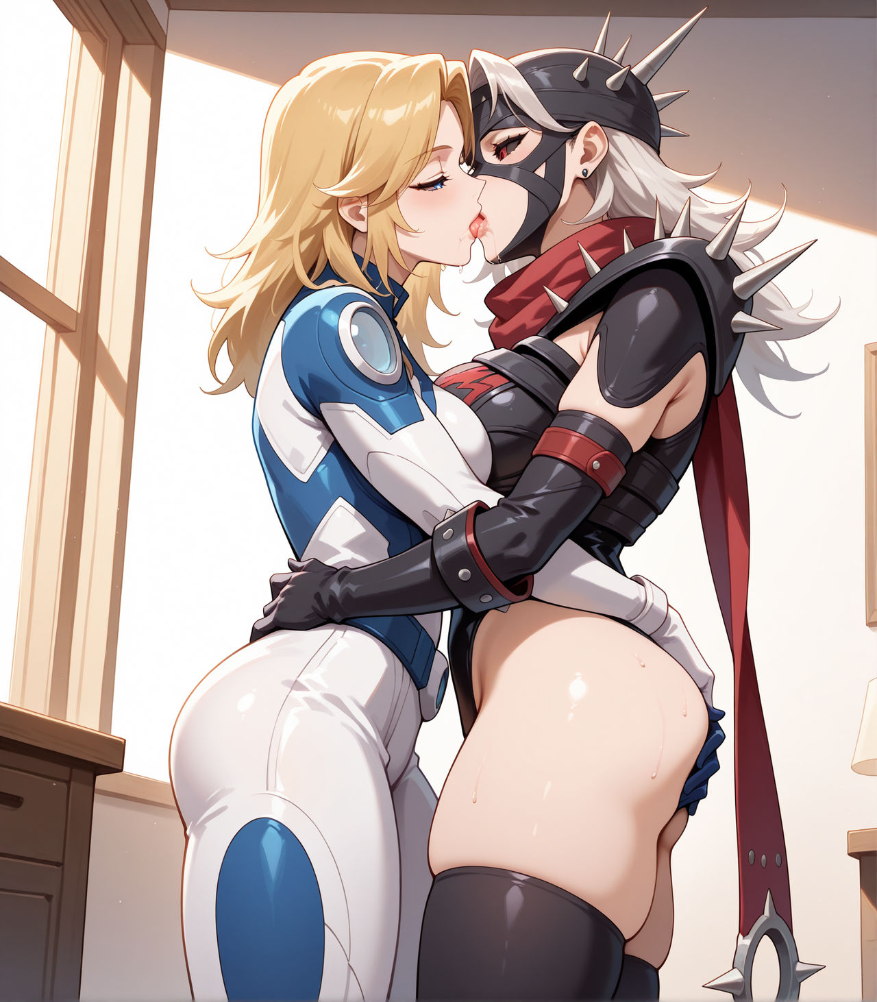 2girls ai_generated blonde_hair breast_press breast_to_breast fantastic_four female female_only french_kiss french_kissing hand_on_ass invisible_woman invisible_woman_(marvel_rivals) kissing making_out malice_(marvel) malice_(marvel_rivals) marvel marvel_rivals selfcest sue_storm video_games white_hair yuri