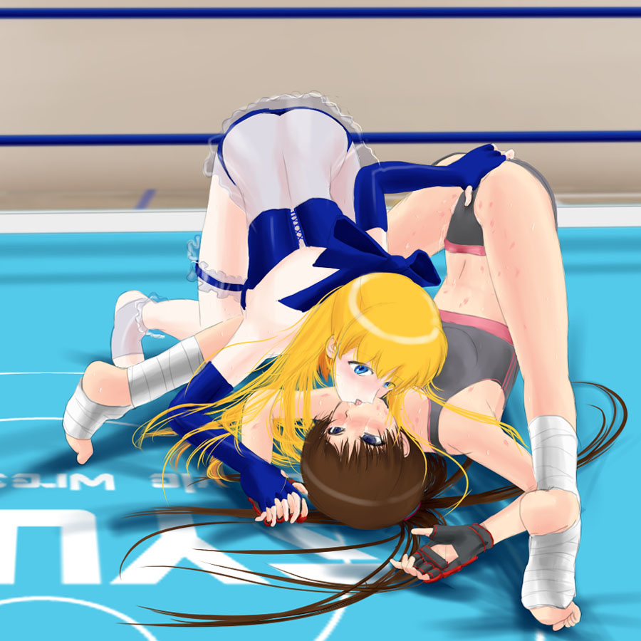 #13 (artist), 2girls, catfight, feet, female, femdom, fingering, fingering through clothes, fingerless gloves, forced, forced kiss, hand holding, kagura (#13), kissing, minako (#13), molestation, multiple females, multiple girls, soles, submission, toeless legwear, toeless socks, toes, wrestling, yuri