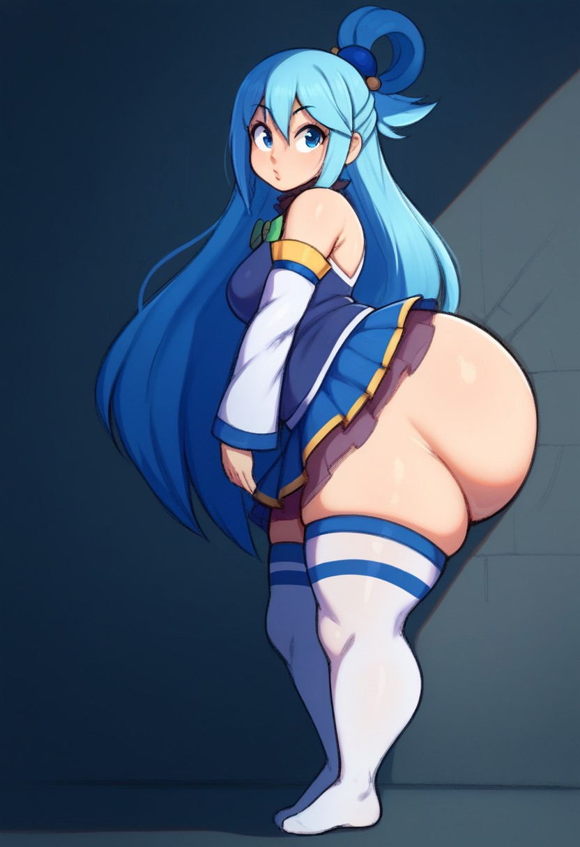 ai_generated aqua_(konosuba) big_ass bottom_heavy gvukub huge_ass kono_subarashii_sekai_ni_shukufuku_wo! thick_thighs