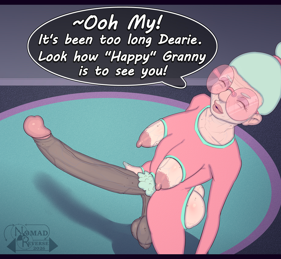 big penis, breasts, breasts out, dark penis, darkened genitalia, darkened penis, dialogue, futa only, futanari, gilf, granny, huge cock, light skin, light-skinned futa, long penis, low hanging balls, mature futa, nomad reverse, old, old futa, original, penis, pubic hair, sagging balls, saggy balls, solo, solo focus, solo futa, text, uncensored, veiny breasts, veiny penis