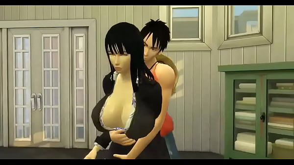 3d artist_request big_breasts black_hair clothing couple female male male/female monkey_d_luffy nico_robin one_piece sims straw_hat the_sims_4