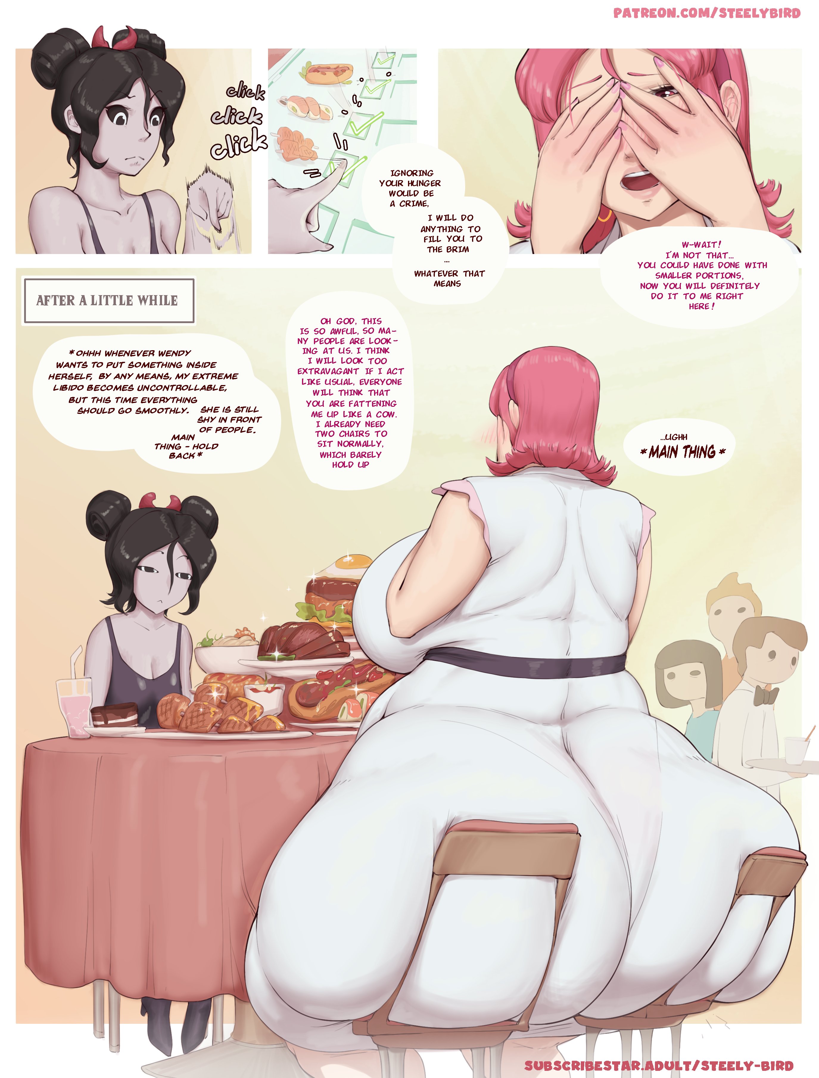 ass, bbw, big ass, english text, female, female only, gehenna (steelybird), gigantic ass, huge ass, hyper, hyper ass, multiple chairs for one, oc, original, original character, pantylines, round ass, steely bird, tagme, text, thick, thick ass, thick thighs, thighs, twitter link, two chairs for one, wendy (steelybird)