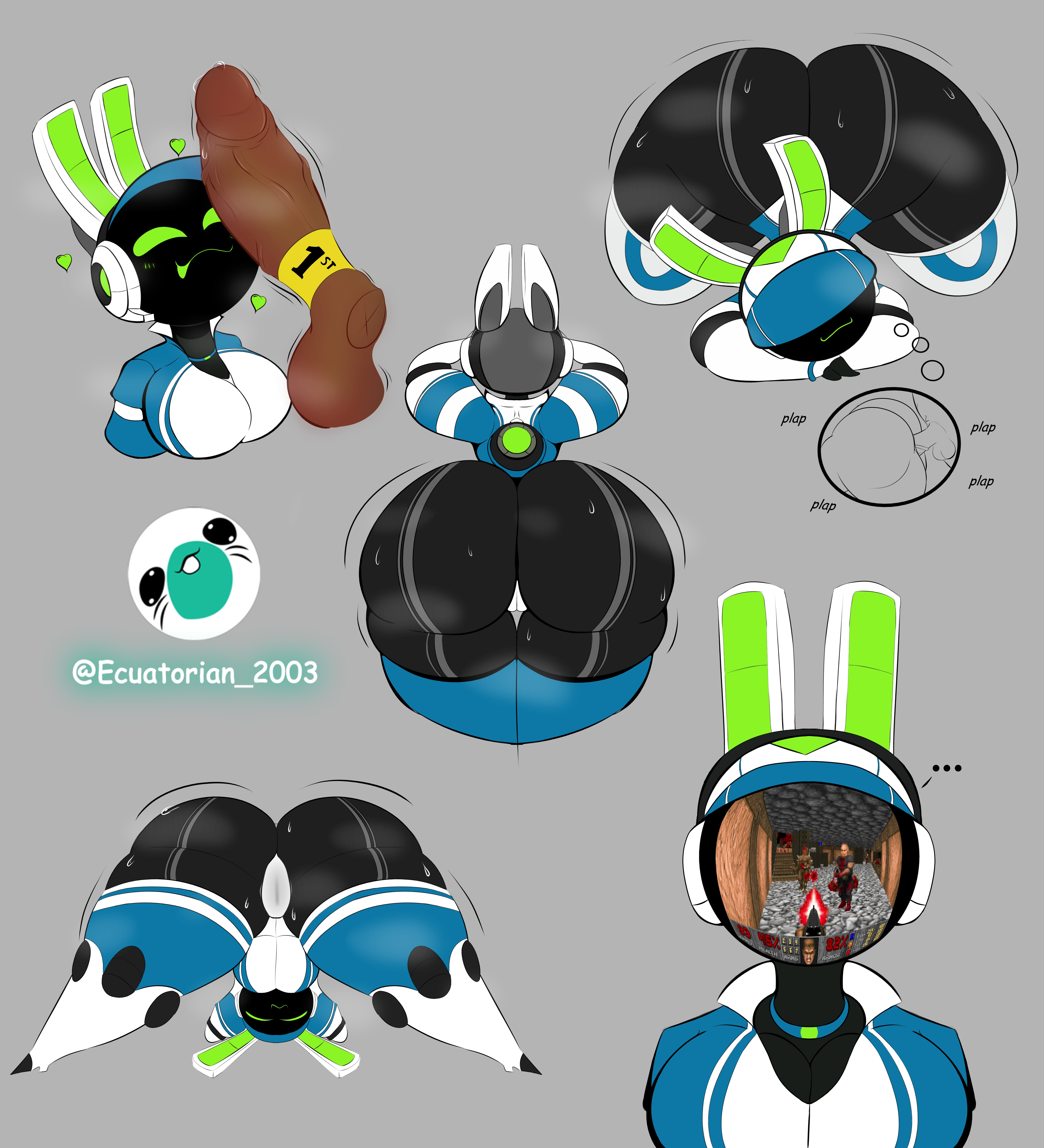 big breasts, big butt, big penis, black choker, bunny girl, ecuatorian 2003, hype ass, hyper, jack-o pose, project turboblast, robot girl, tempo (project turboblast)