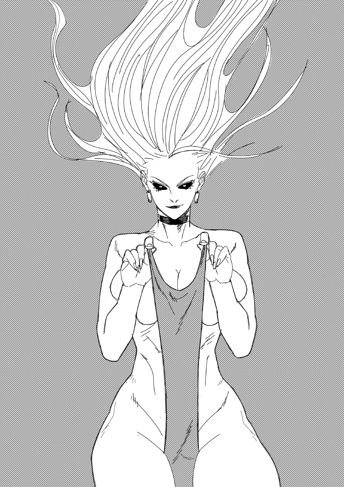 big breasts, boobs out, breasts, breasts out, censored, coach aizen, curvaceous, curvaceous body, curvaceous female, curvaceous figure, curvaceous hips, curvy, curvy body, curvy female, curvy figure, earring, earrings, female, female focus, female only, flowing hair, hip, jujutsu kaisen, long hair, long hair female, naked, naked female, nude, nude female, thick hips, thick thighs, thighs, tits out, transparent, transparent clothing, uro takako, wide hips