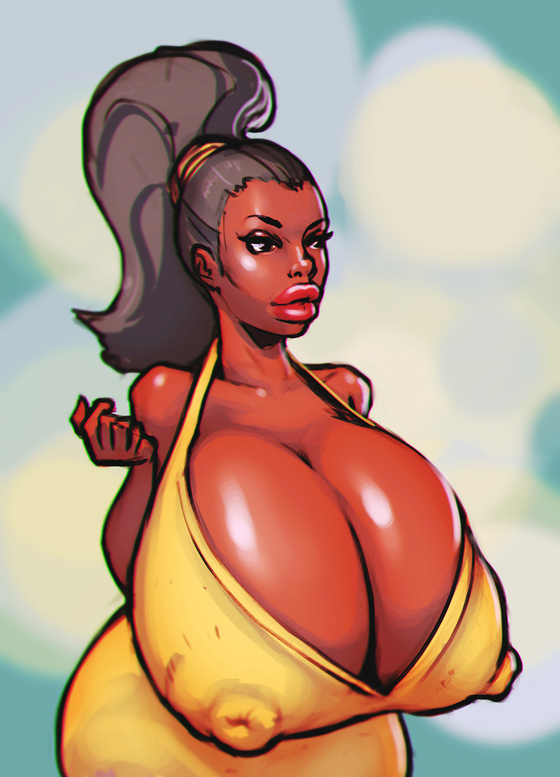 1girls, bare shoulders, big breasts, black hair, boobsgames, breasts, brown eyes, brown nipples, brown skin, busty, cleavage, curvy, dark nipples, dark skin, dark-skinned female, erect nipple, erect nipples, eyelashes, female, female only, front view, hourglass figure, human, long hair, looking at viewer, nipple bulge, nipples, original character, ponytail, pose, posing, room, shiny, shiny skin, simple background, solo, standing, thick lips, tied hair, voluptuous, wide hips, yellow dress