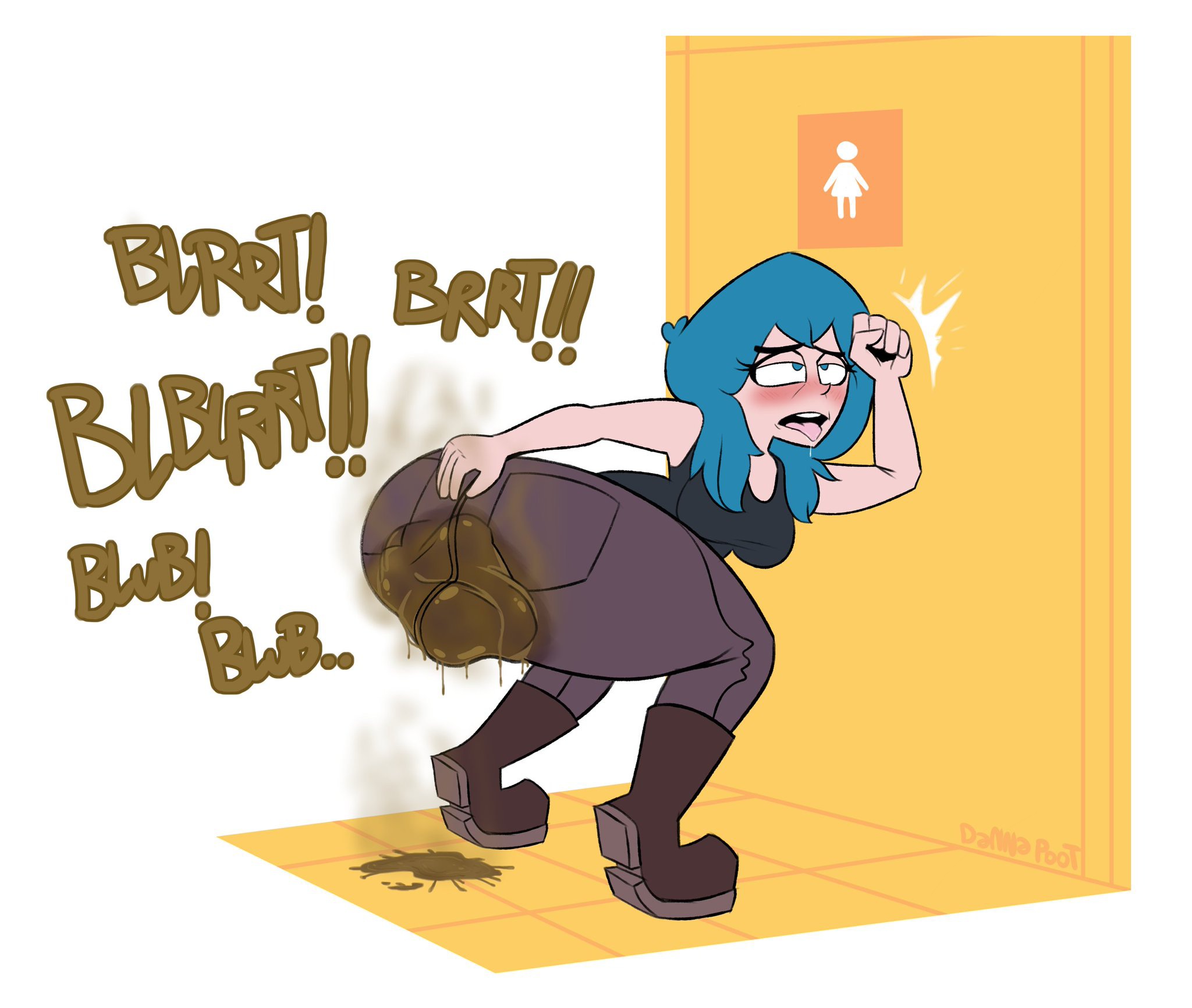 alternate version available, bathroom desperation, big butt, donna anim, looking pleasured, pooping on floor, pooping on self, scat