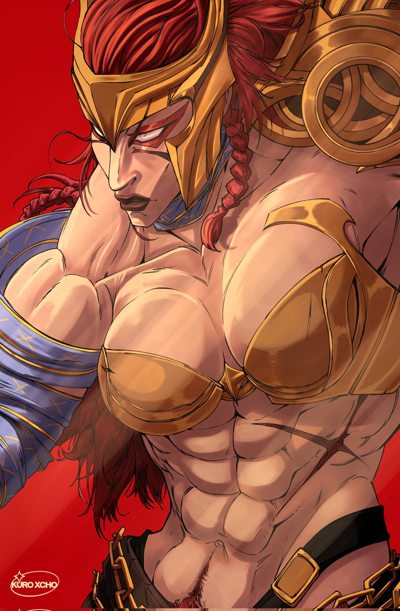 1girls, abs, angela (aldrif odinsdottir), big breasts, breasts, cleavage, female, female only, happy trail, kuroxcho, marvel, marvel comics, marvel rivals, muscular, muscular female, pubic hair, pubic hair peek, solo, thor (series)