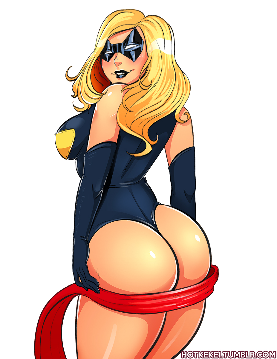 ass breasts carol_danvers cleavage female female_only hotkeke looking_at_viewer looking_back marvel ms._marvel ms._marvel_(carol_danvers) solo