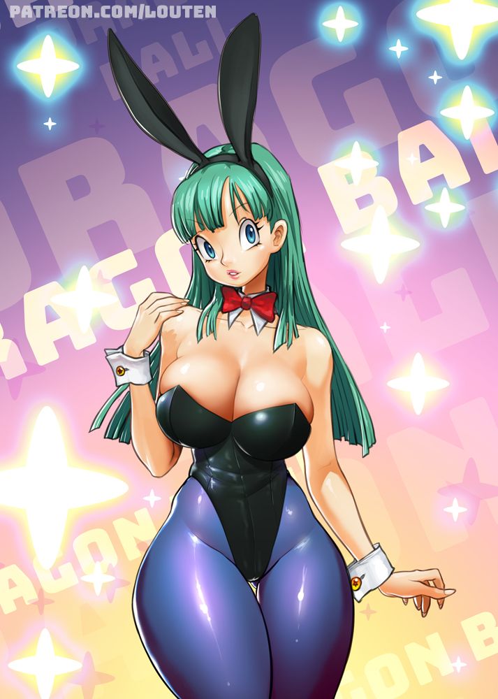 1girls big_breasts bowtie breasts bulma_(bunny) bulma_briefs bunny_costume bunny_ears bunny_girl bunnysuit busty cleavage detached_collar dragon_ball female female_only hourglass_figure jummy large_breasts lipstick looking_at_viewer louten pantyhose solo teenager thick_thighs voluptuous wrist_cuffs