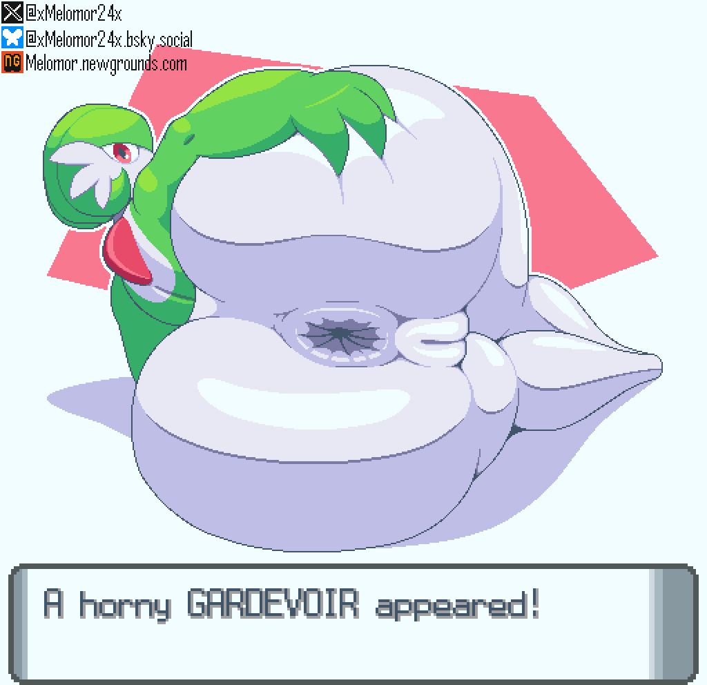1girls, anus, anus focus, ass, ass focus, ass grab, big anus, big ass, bottom heavy, bubble butt, fat ass, female, female only, game freak, gameplay mechanics, gardevoir, grabbing own ass, hand on ass, hand on own ass, horny, horny female, huge ass, humanoid, inviting, inviting to sex, large ass, looking at viewer, looking back, lying, lying on side, massive ass, nintendo, nude, nude female, pixel art, png, pokemon, pokemon (species), presenting, presenting hindquarters, pussy, red eyes, solo, spread ass, spreading, text box, thick ass, thick thighs, white background, wide hips, xmelomor24x