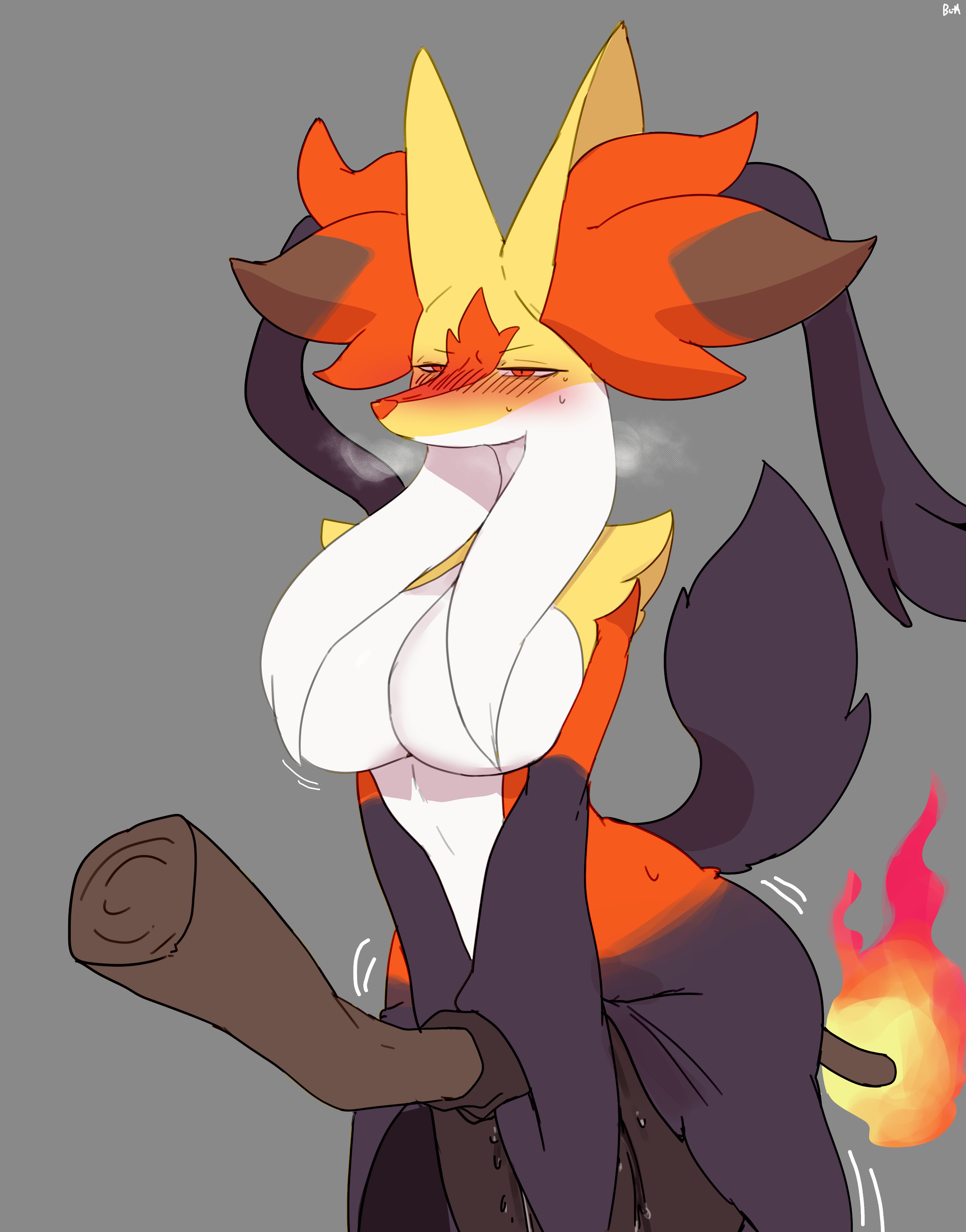 1girls, 2025, absurd res, anthro, anthrofied, big breasts, biped, blush, bodily fluids, breasts, buta99, delphox, digital drawing (artwork), digital media (artwork), disembodied hand, featureless breasts, female, female only, finger fuck, fingering, fingering partner, fingers, fire, front view, fur, generation 9 pokemon, genital fluids, grey background, grey body, grey fur, grey tail, inner ear fluff, interspecies, mahoxy, mega delphox, mega evolution, mega mahoxy, narrowed eyes, nintendo, nude, nude anthro, nude female, pokemon, pokemon (species), pokemorph, pokephilia, pussy, questionable consent, red body, red eyes, red fur, sex, simple background, solo, standing, tail, thick thighs, tuft, vaginal fluids, vaginal penetration, wide hips