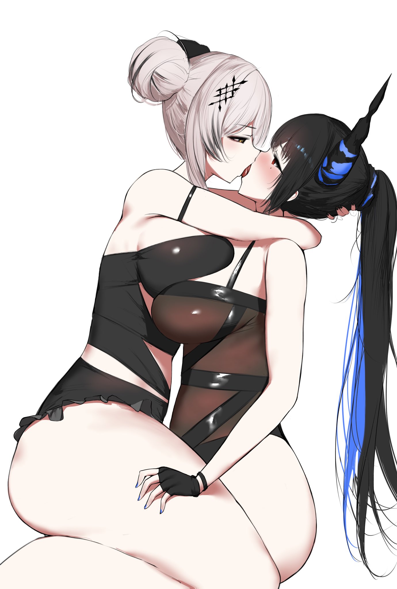 2girls, ass, big ass, big breasts, breast press, breasts, breasts against breasts, breasts bigger than head, curvy figure, female, female only, hololive, hololive english, hololive english -advent-, huge ass, huge breasts, kissing, large ass, large breasts, lesbian couple, lesbian kiss, nerissa ravencroft, shiori novella, side view, sitting on lap, swimsuit, tagme, thick thighs, thighs, virtual youtuber, voluptuous, voluptuous female, yuri