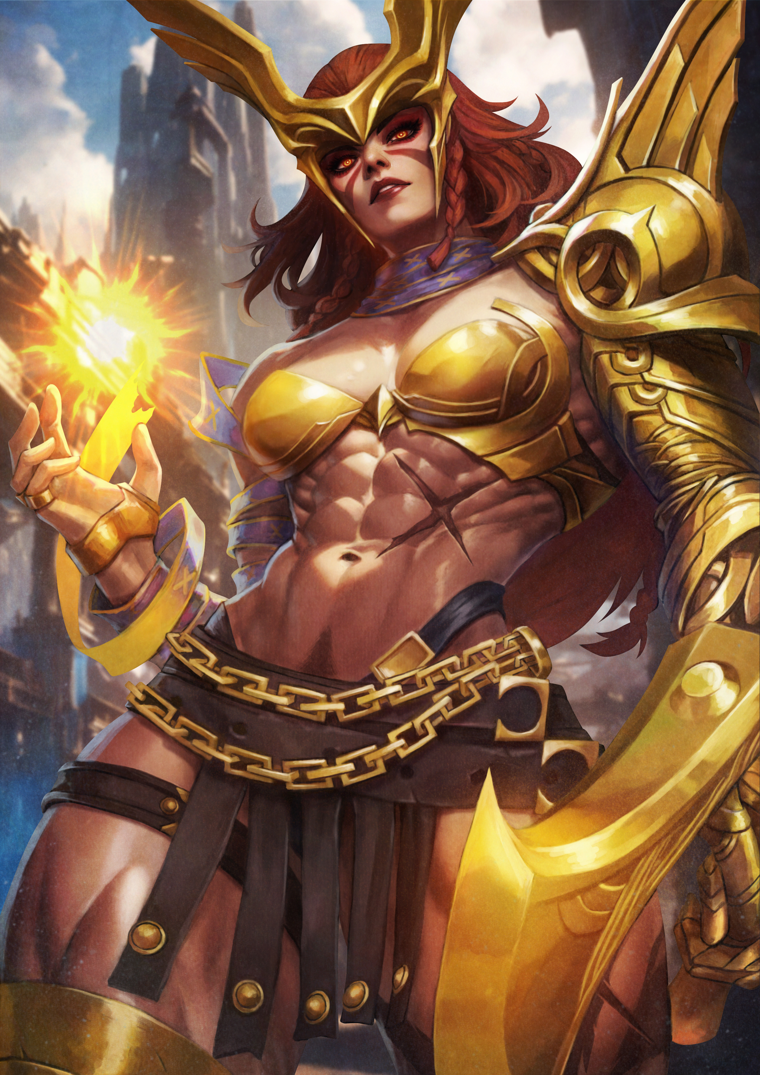 1girls, abs, angela (aldrif odinsdottir), female, female only, marvel, marvel comics, marvel rivals, monorirogue, muscular, muscular female, pubic hair, solo, thor (series)