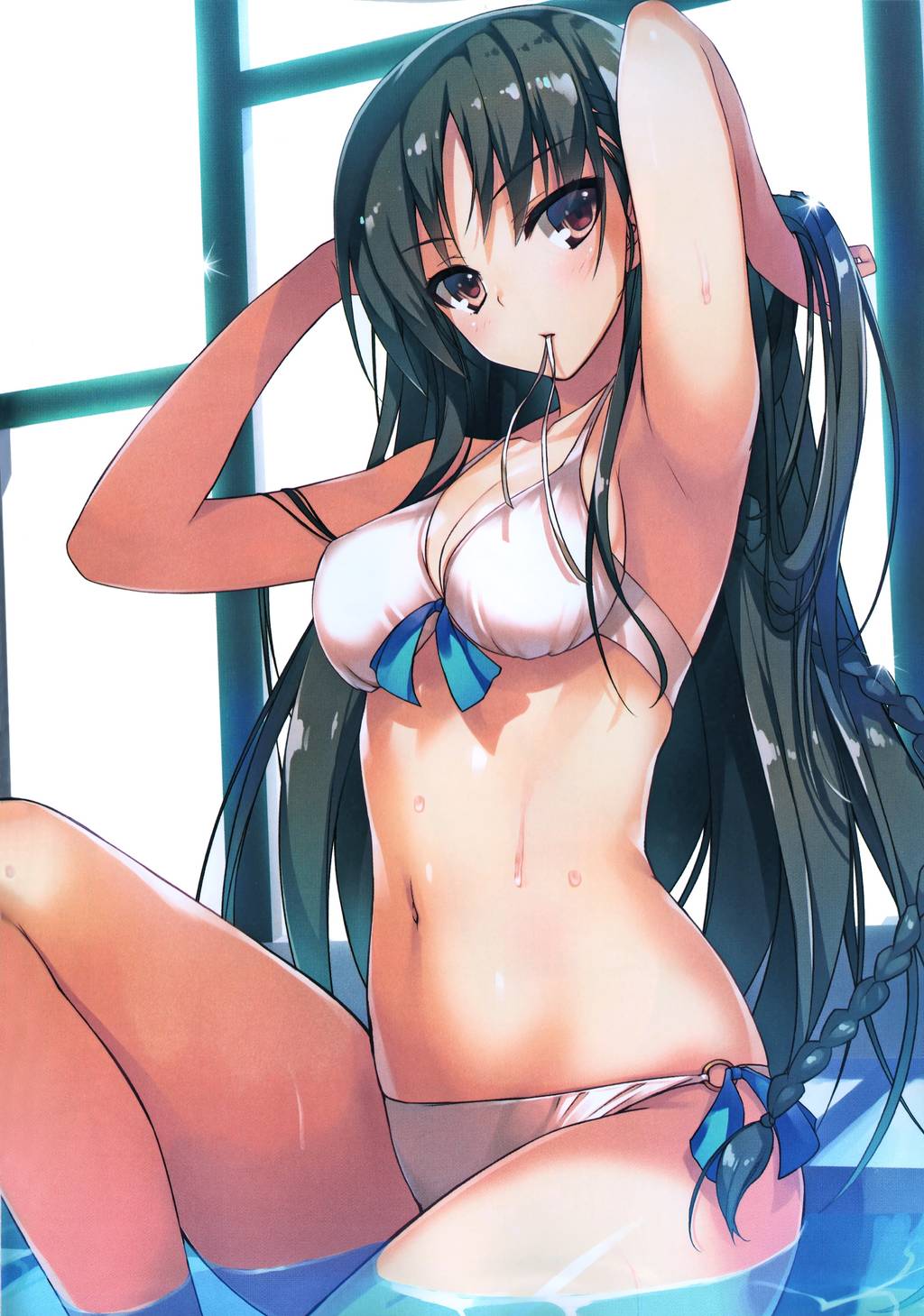 1girls bikini black_hair classroom_of_the_elite female horikita_suzune solo solo_focus swimwear tomose_shunsaku youkoso_jitsuryoku_shijou_shugi_no_kyoushitsu_e