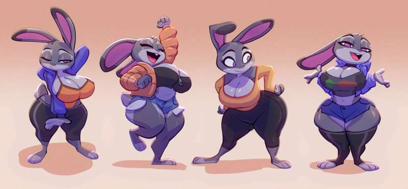 1girls, 2026, 2d (artwork), big breasts, bigdad, disney, furry, high resolution, huge ass, judy hopps, multicolored body, multiple outfits, outfit variant, tagme, zootopia