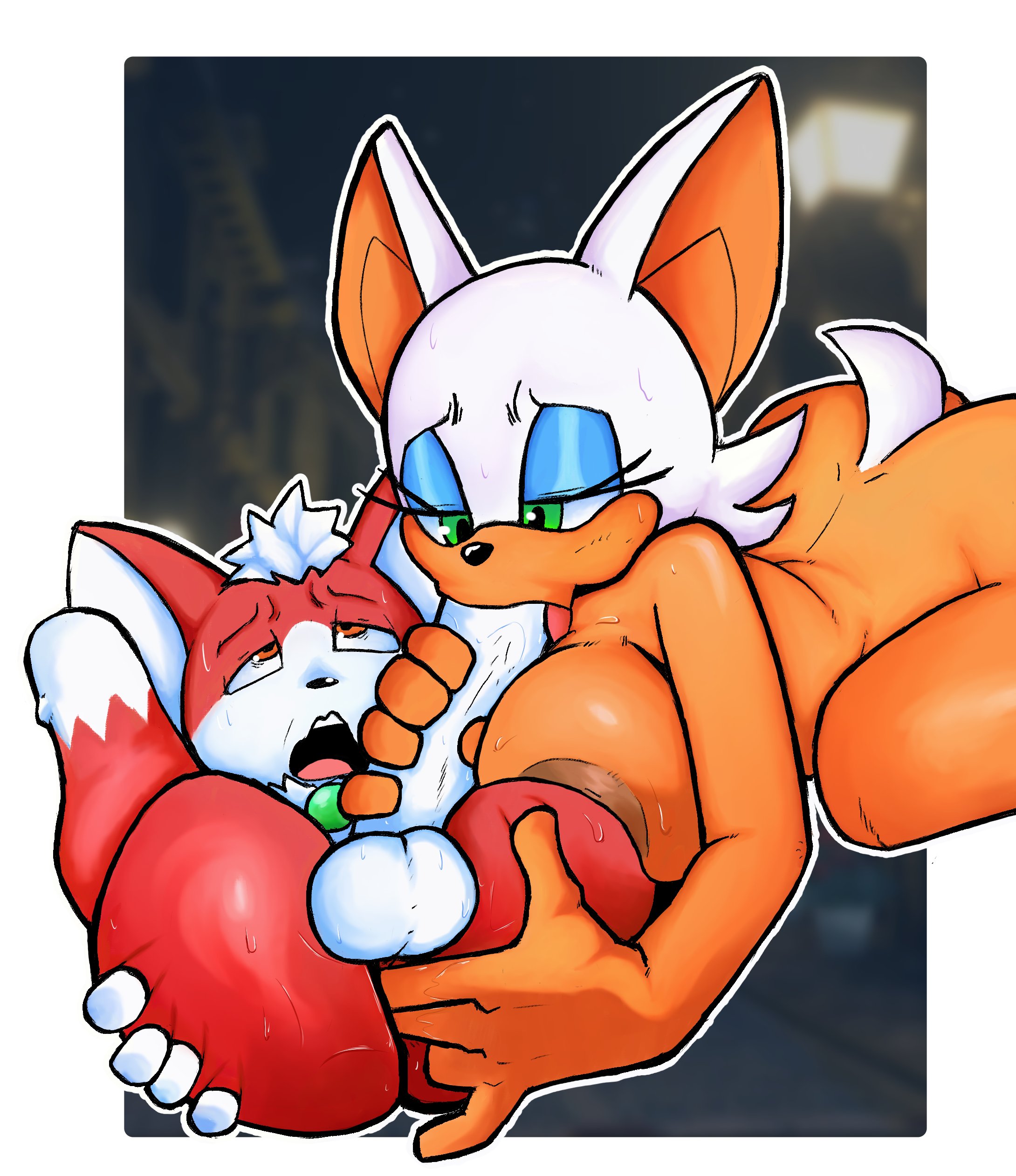 blowjob, chip (sonic), fellatio, female, fingering, fingering ass, light gaia, noinx at nite (artist), rouge the bat, sega, size difference, small but hung, sonic (series), sonic the hedgehog (series)