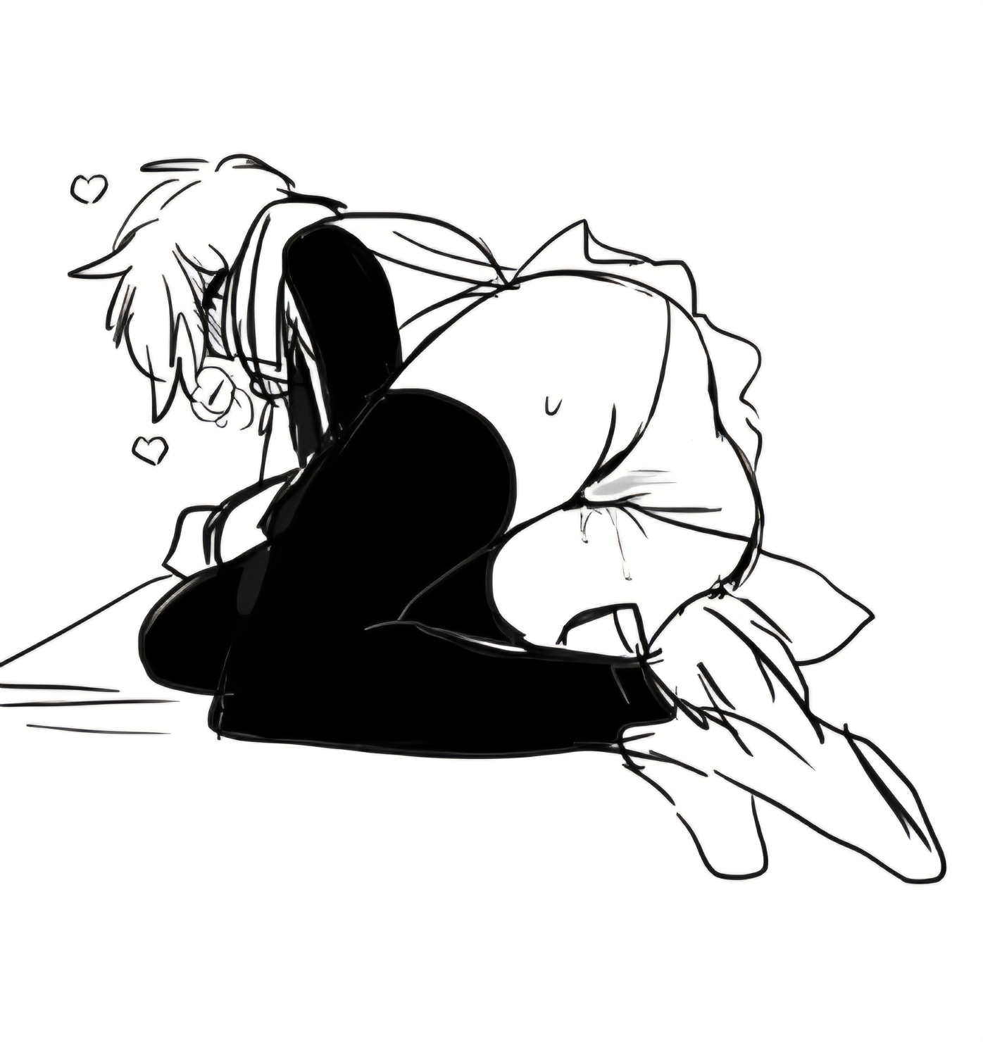 1girls, blush, cape, collar, don quixote (limbus company), handcuffs, heart, index (identity) (project moon), index don quixote, limbus company, long sleeves, nugii, project moon, pussy juice, shirt, shoes, short hair, skirt, thighhighs, underwear, white background