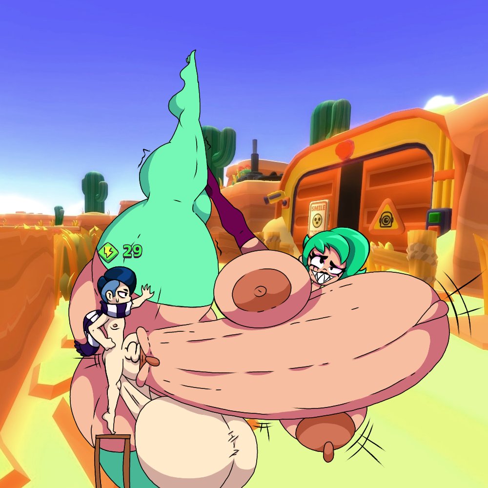 brawl stars, denist lewd, edgar (brawl stars), lola (brawl stars), massive ass, massive balls, massive boobs, massive breasts, massive penis, massive thighs, supercell, varix (edit)