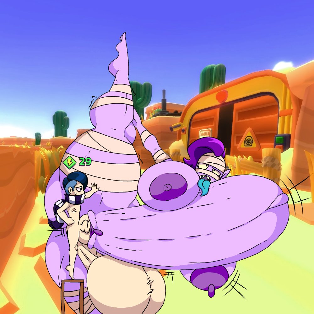 brawl stars, denist lewd, edgar (brawl stars), emz (brawl stars), massive ass, massive balls, massive breasts, massive butt, massive penis, massive thighs, supercell, varix (edit)