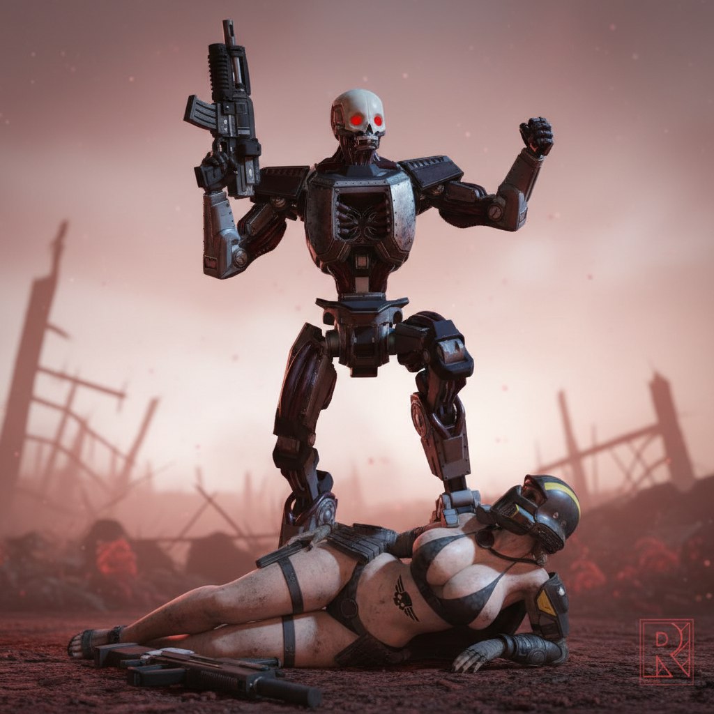 automaton (helldivers), big breasts, bikini, bikini top, female, helldiver (helldivers), helldivers, helldivers 2, human, human female, robot, rro.lled, thick ass, thick thighs