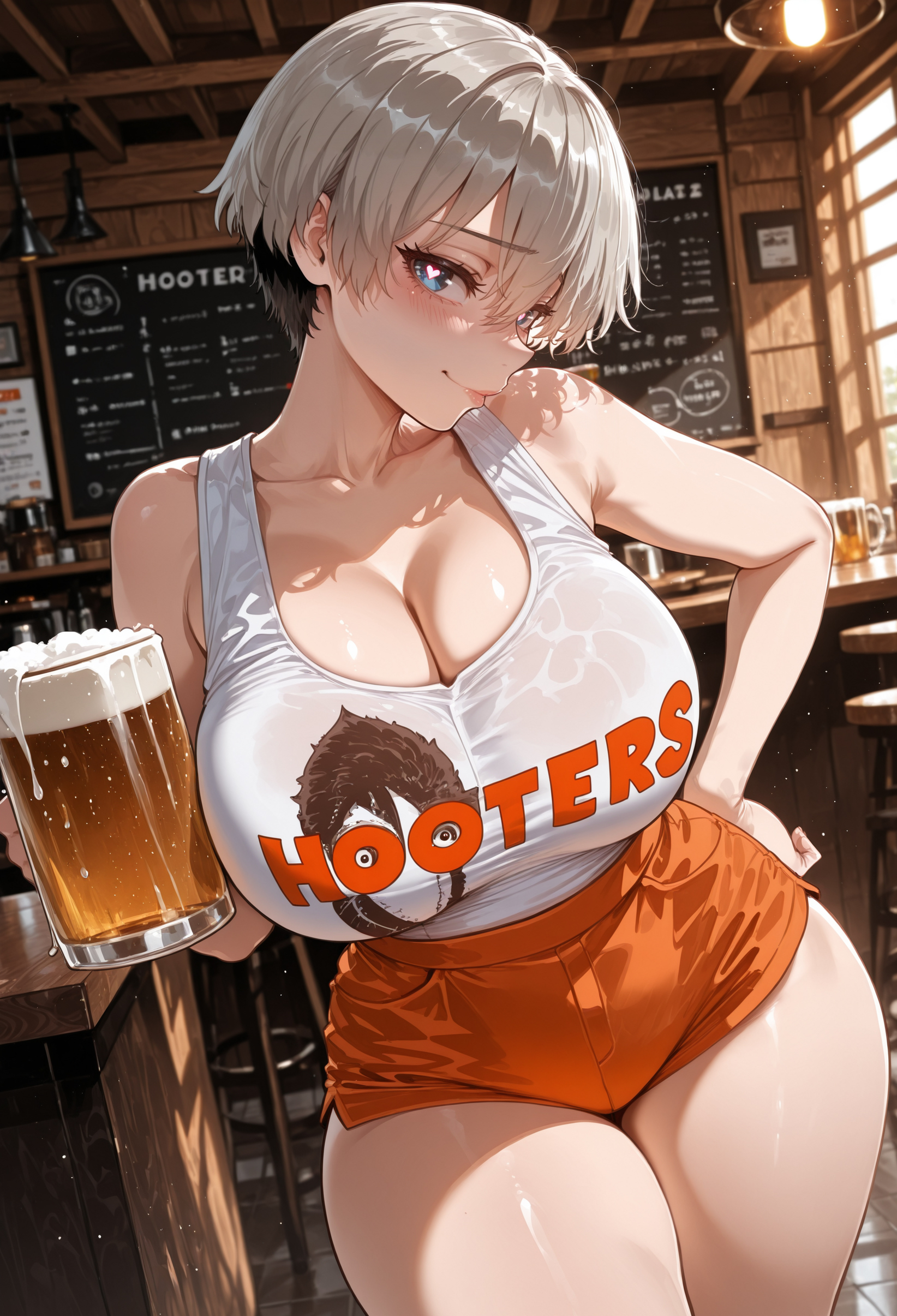 1girls, ai generated, attractive, attractive body, attractive female, bar, big ass, big breasts, big butt, big thighs, blue eyes, breasts, breasts bigger than head, busty, curvy, cute, fat ass, fat butt, female, female only, giant breasts, gray hair, hooters, hot, huge ass, huge breasts, huge butt, huge thighs, looking at viewer, massive ass, massive breasts, massive butt, miyuai, seductive, sexy, sexy body, sexy female, silver hair, solo, thick, thick ass, thick body, thick booty, thick butt, thick legs, thick thighs, uzaki hana, uzaki-chan wa asobitai!